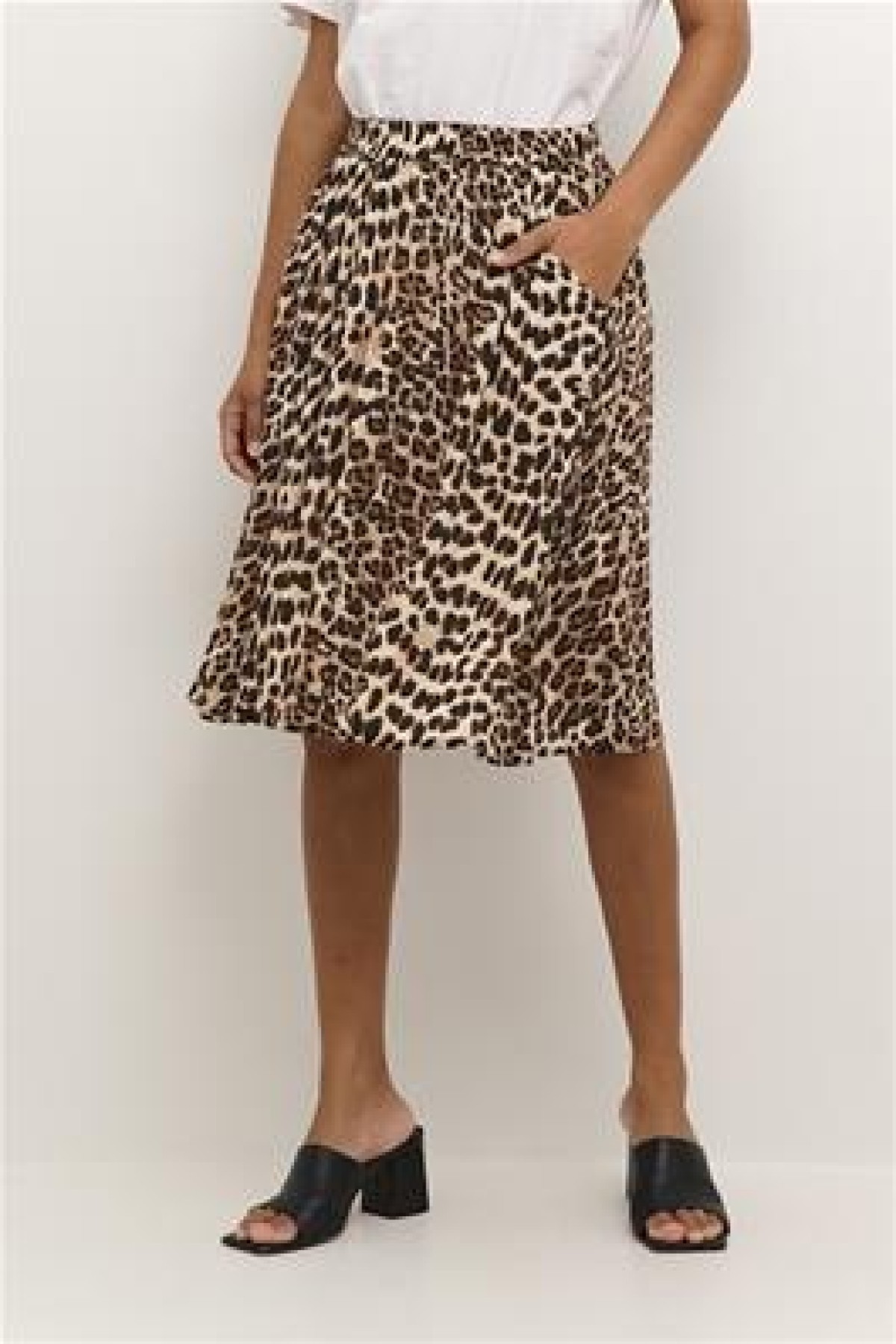 LEOPARD SKIRT WITH POCKETS AND ELASTIC WAIST