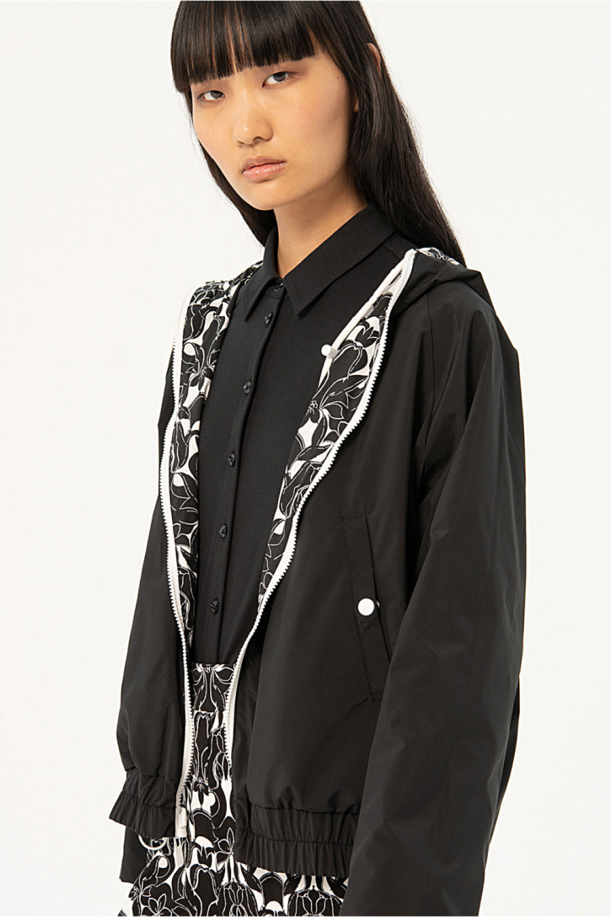 REVRSIBLE PRINTED RAINCOAT BLACK