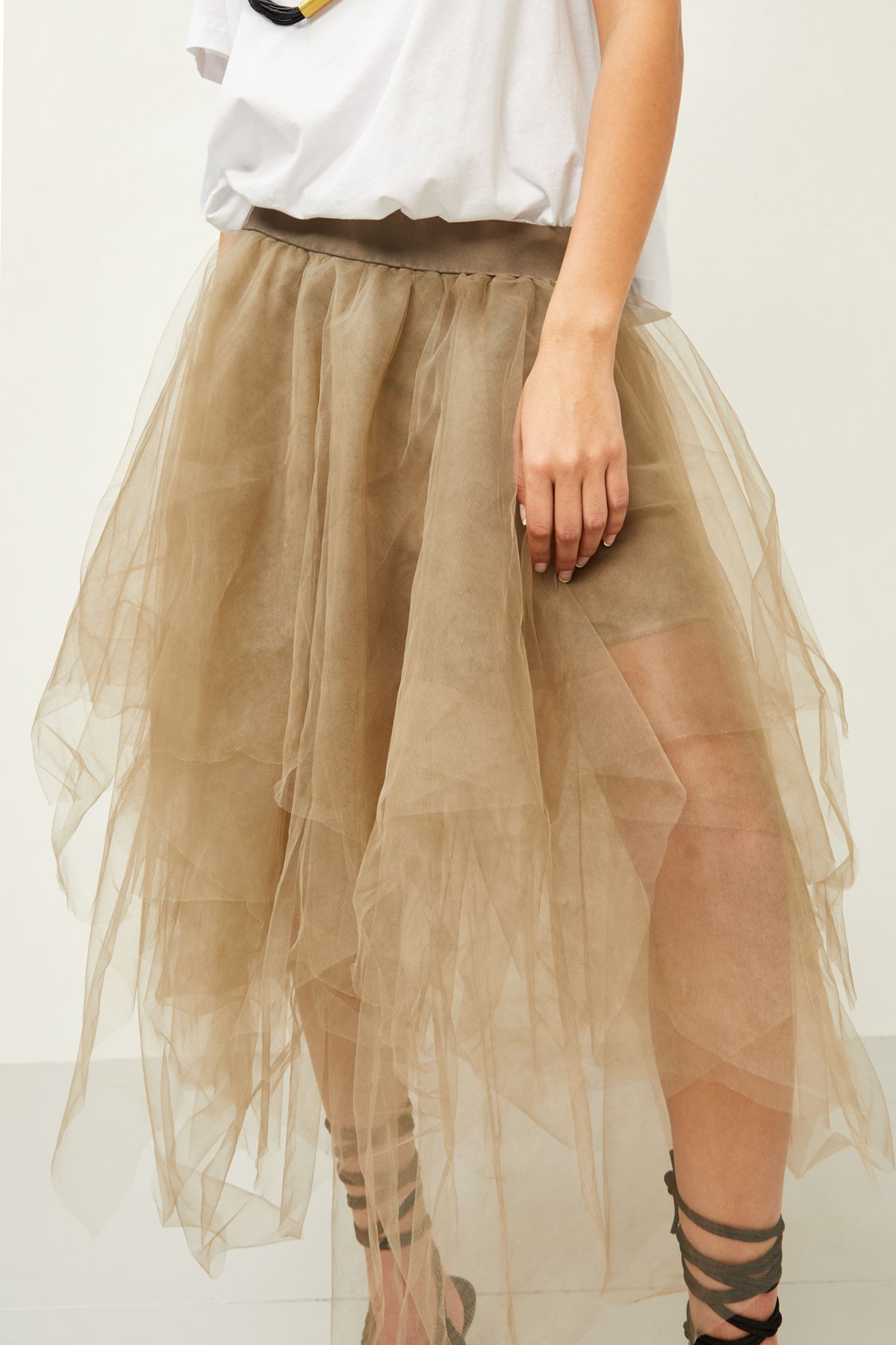 TULLE SKIRT WITH ELASTIC WAIST