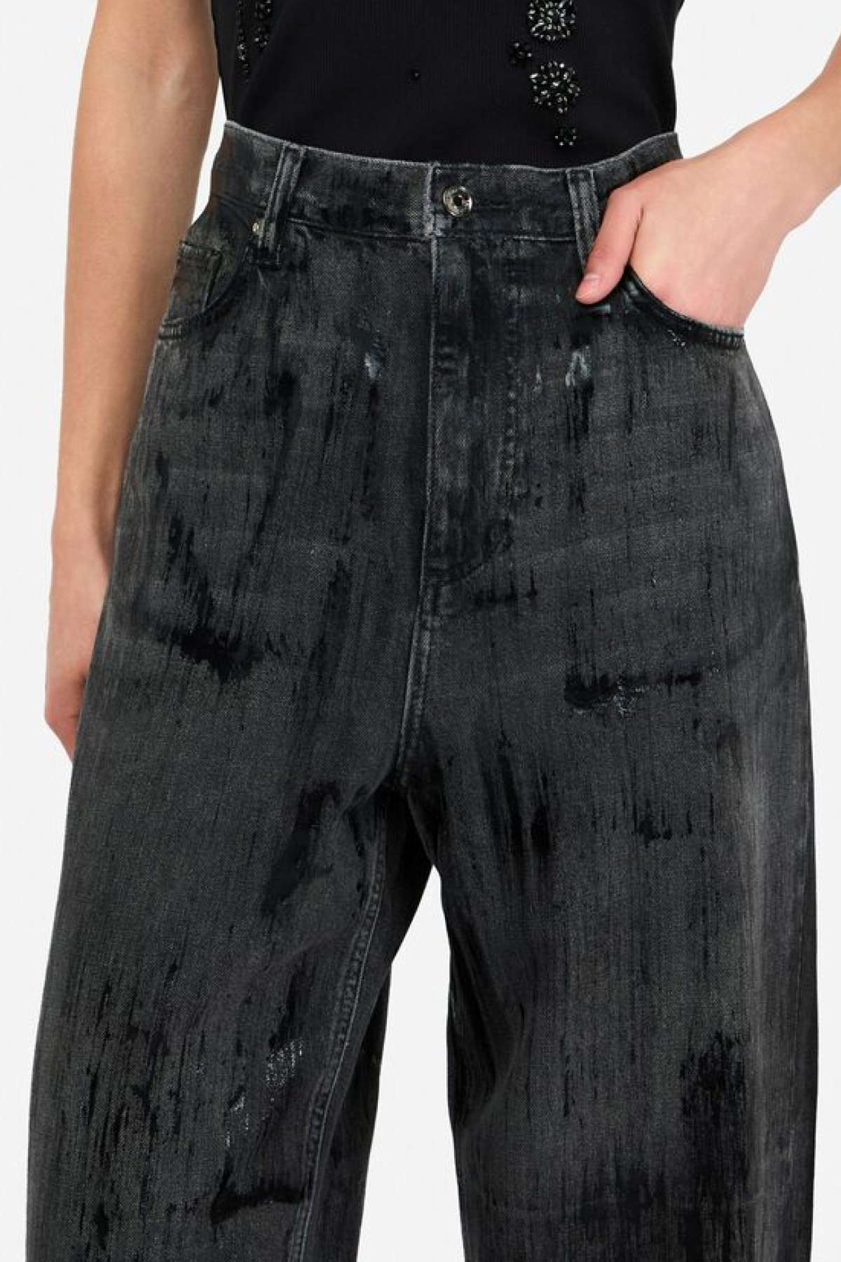 ΜΑΥΡΟ ΨΗΛΟΜΕΣΟ FLARED JEANS