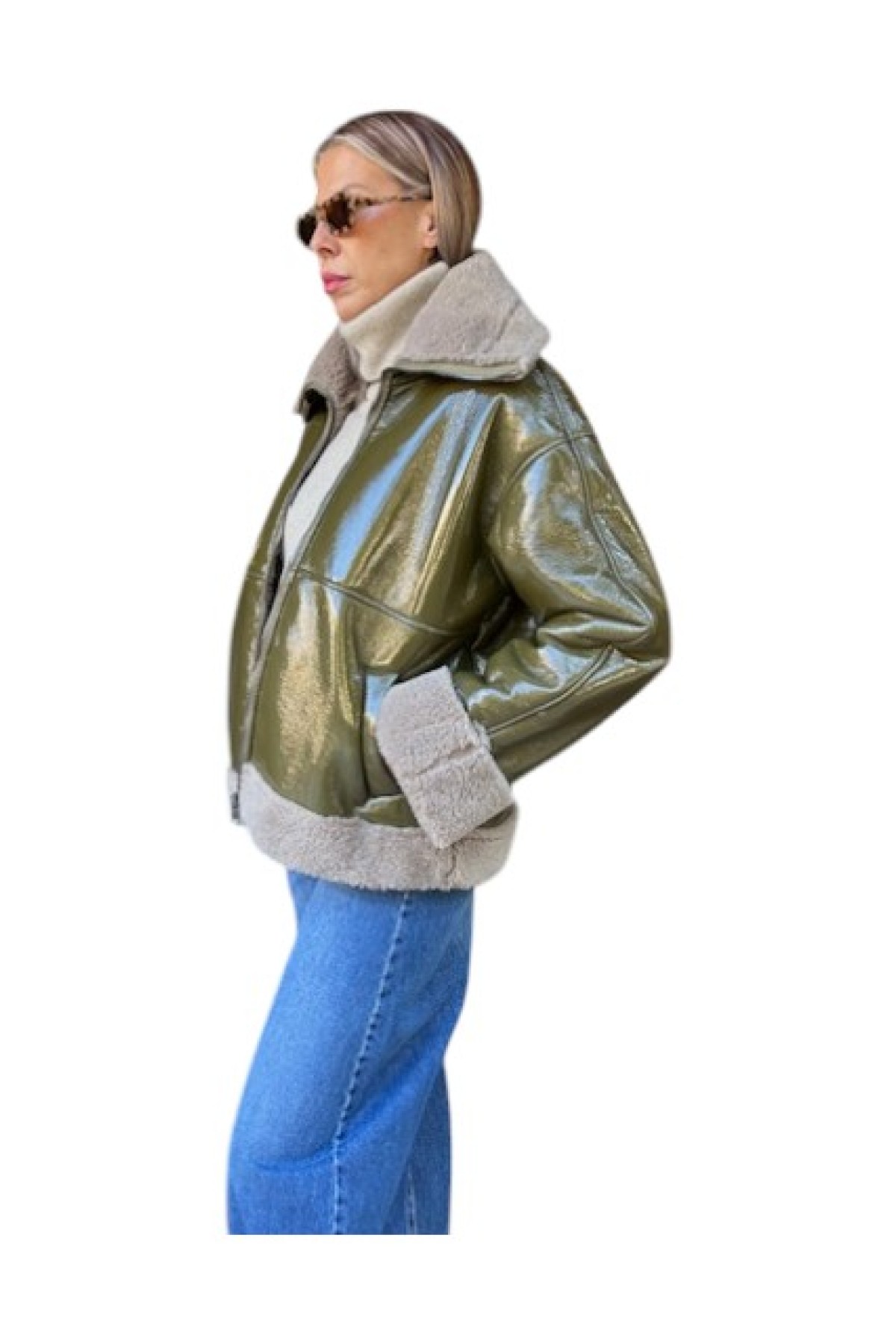 JACKET ΑΠΟ ΟΙΚΟΛΟΓΙΚΗ ΔΕΡΜΑ ΚΑΙ ΓΟΥΝΑ