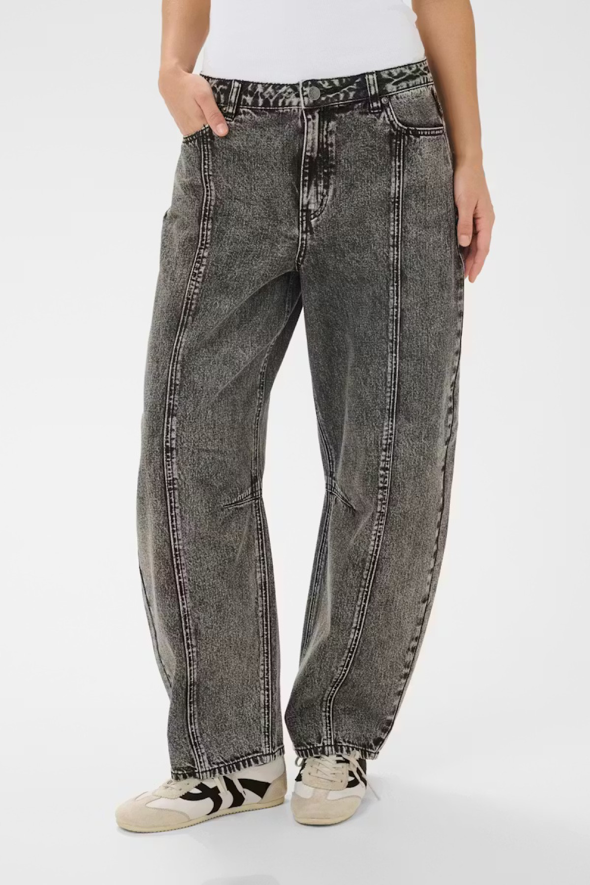 Γκρι barrel jeans