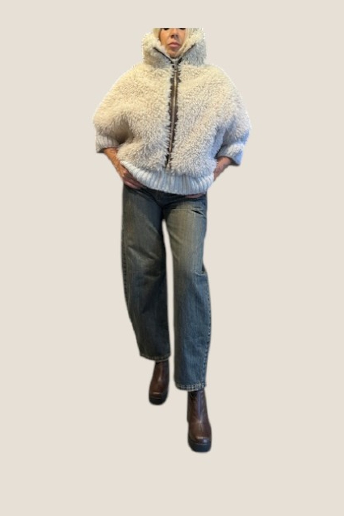 WHITE ECO FUR  JACKET