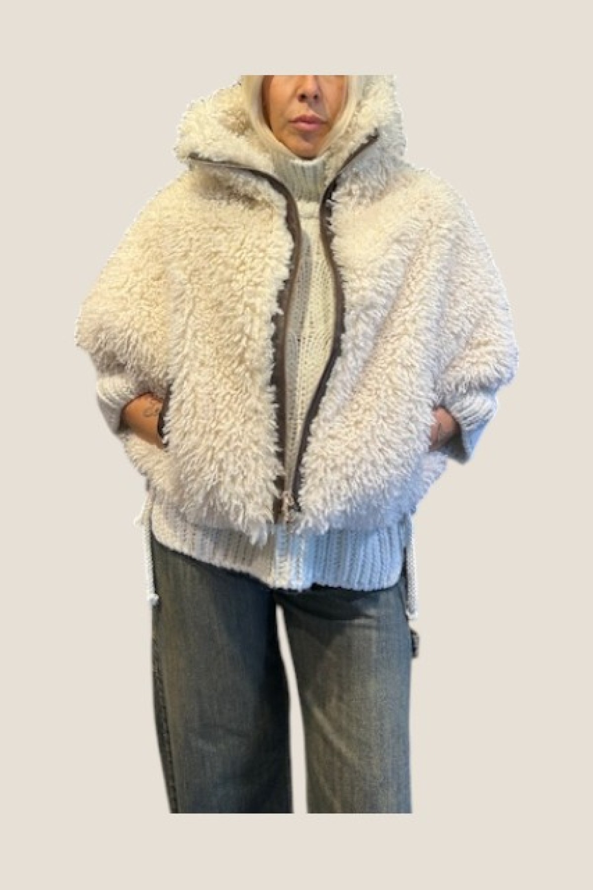 WHITE ECO FUR  JACKET