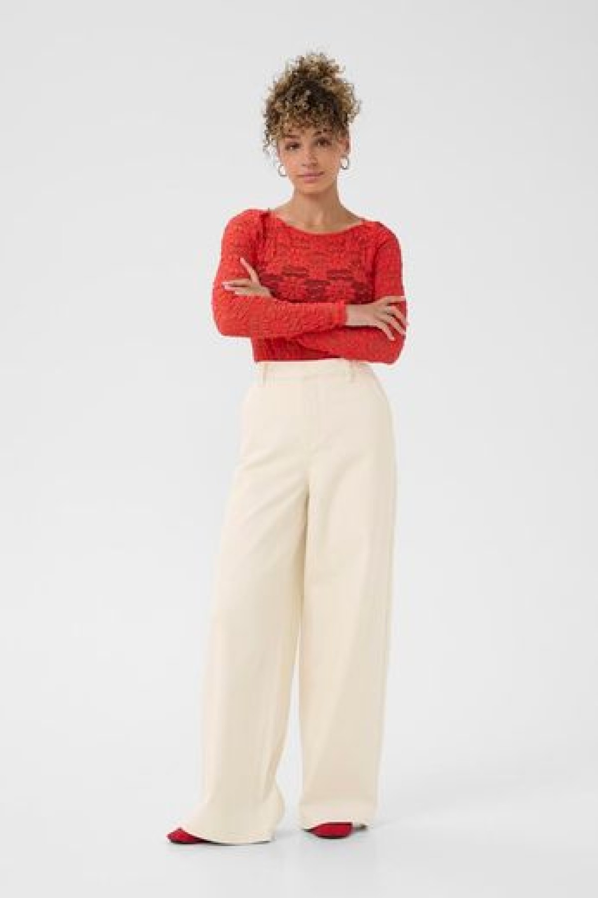 Ψηλόμεσο εκρού jean παντελόνι