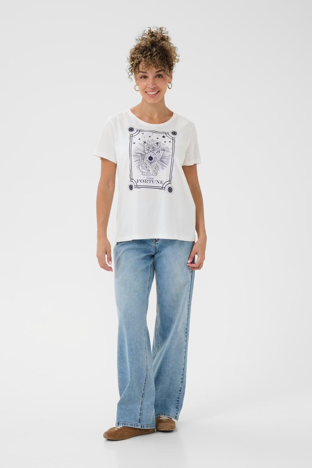 White cotton T-shirt has printed design