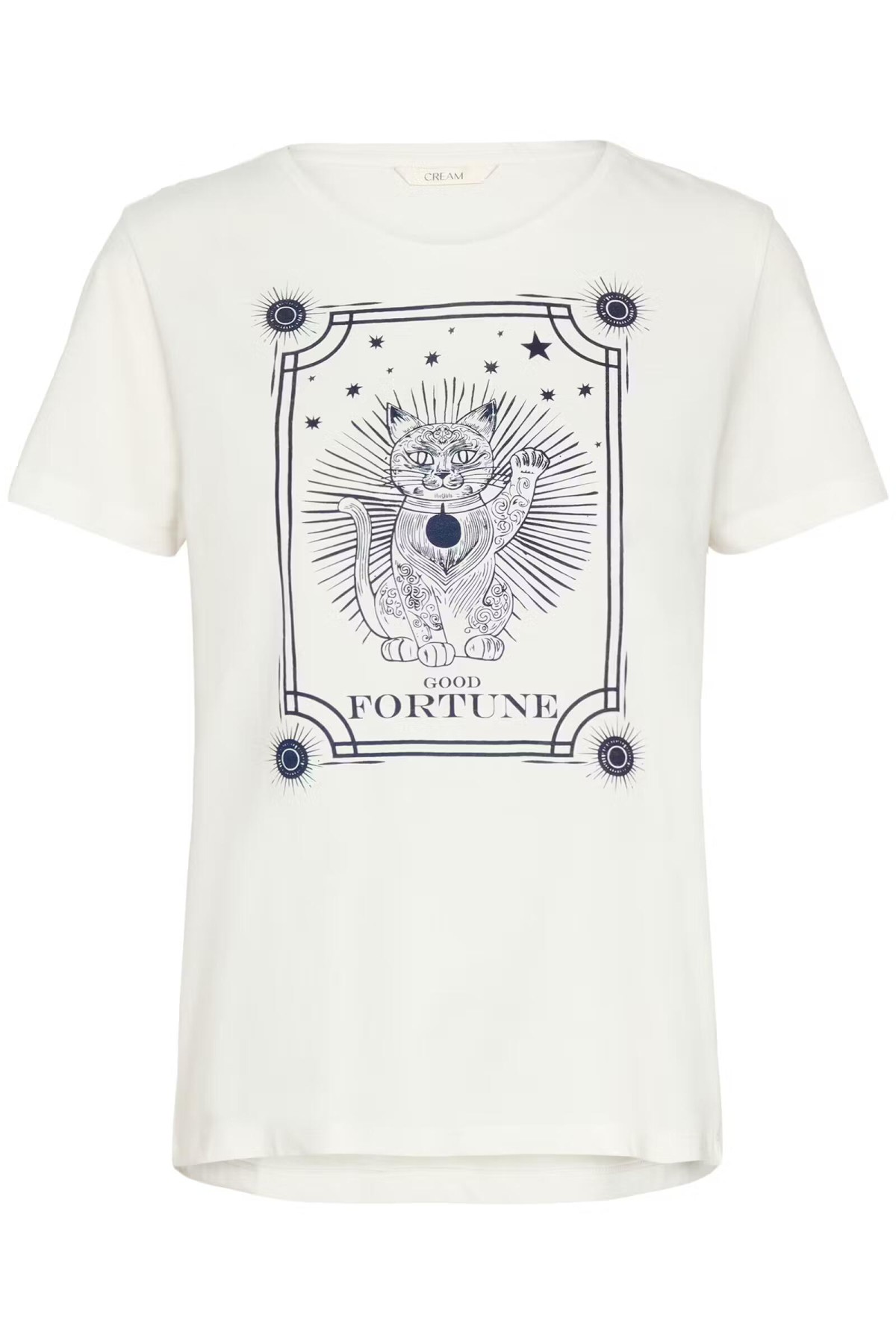 White cotton T-shirt has printed design