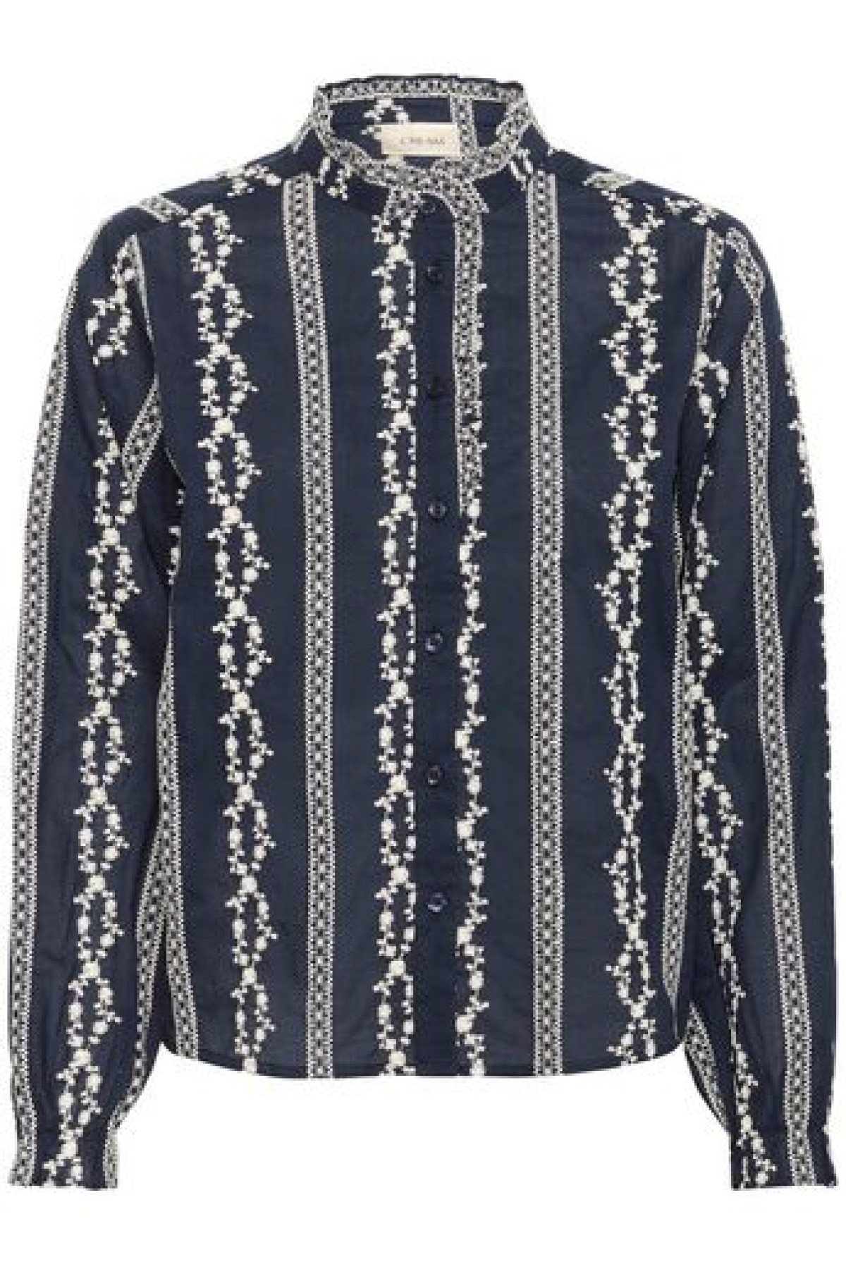 Βαμβακερό πουκάμισο με κέντημα / σκούρο μπλε