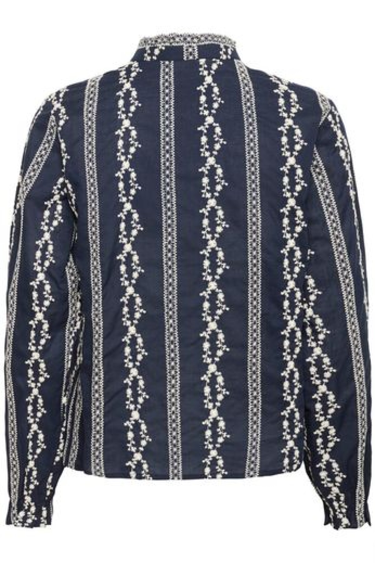 Βαμβακερό πουκάμισο με κέντημα / σκούρο μπλε