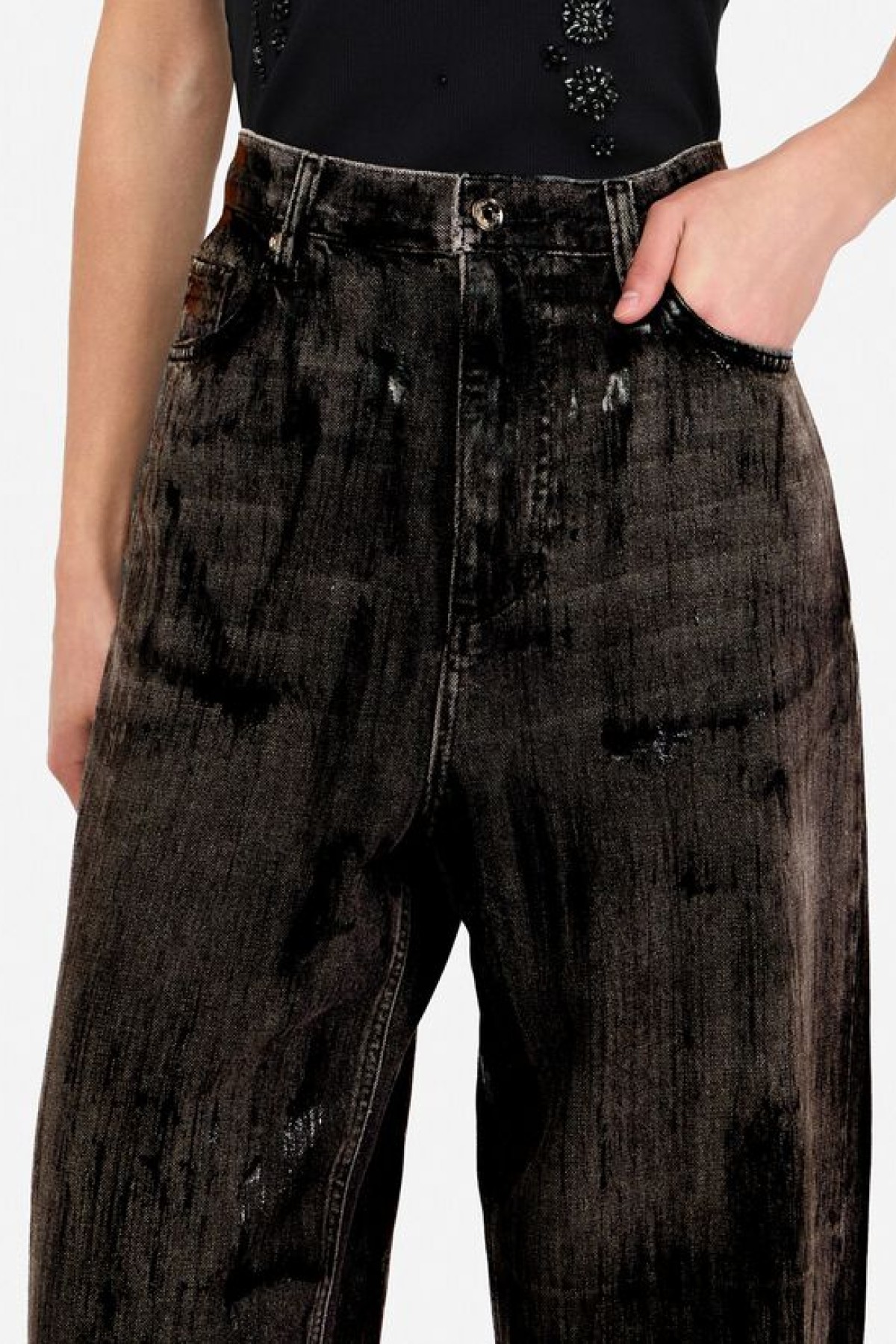 ΚΑΦΕ ΨΗΛΟΜΕΣΟ FLARED JEANS