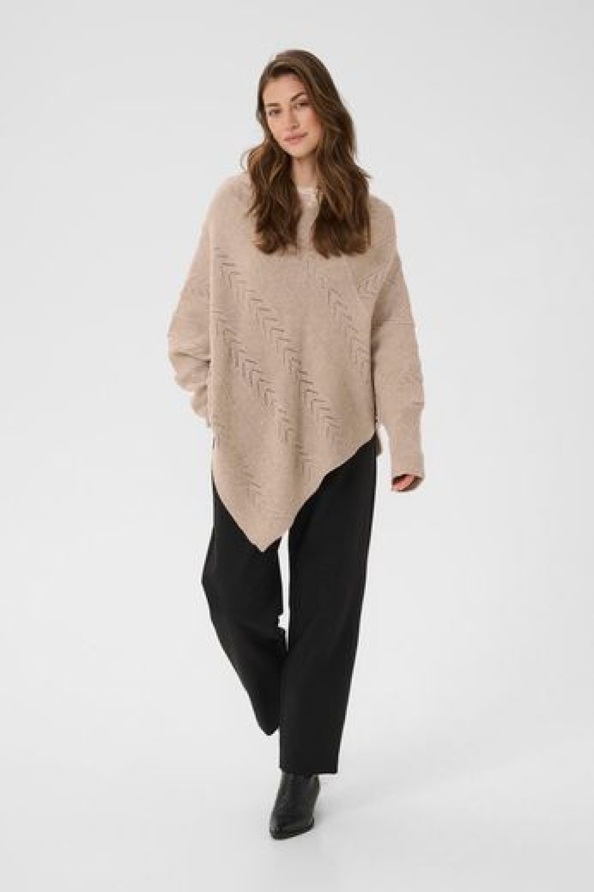 KNIT PONCHO SWEATER ,V-NECKLINE