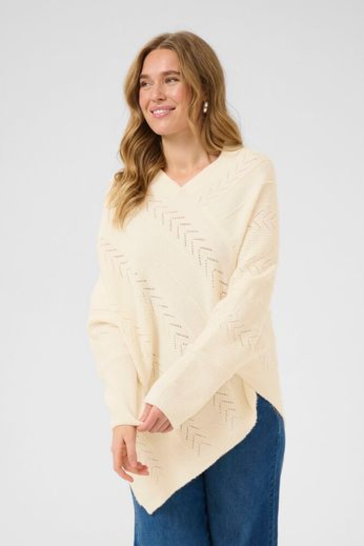 KNIT PONCHO SWEATER ,V-NECKLINE