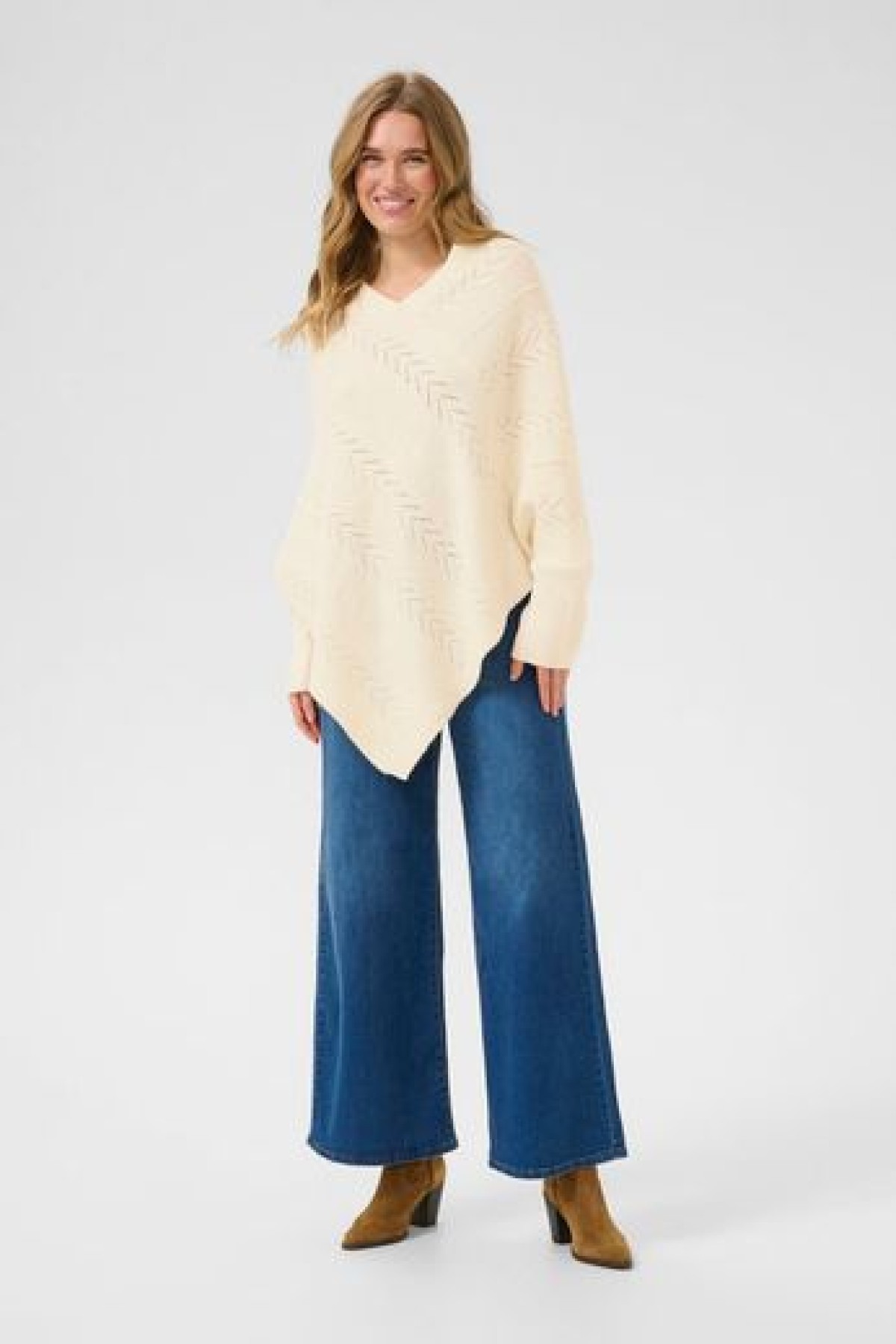 KNIT PONCHO SWEATER ,V-NECKLINE