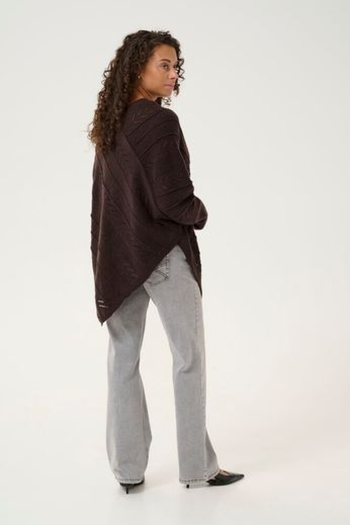 KNIT PONCHO SWEATER ,V-NECKLINE