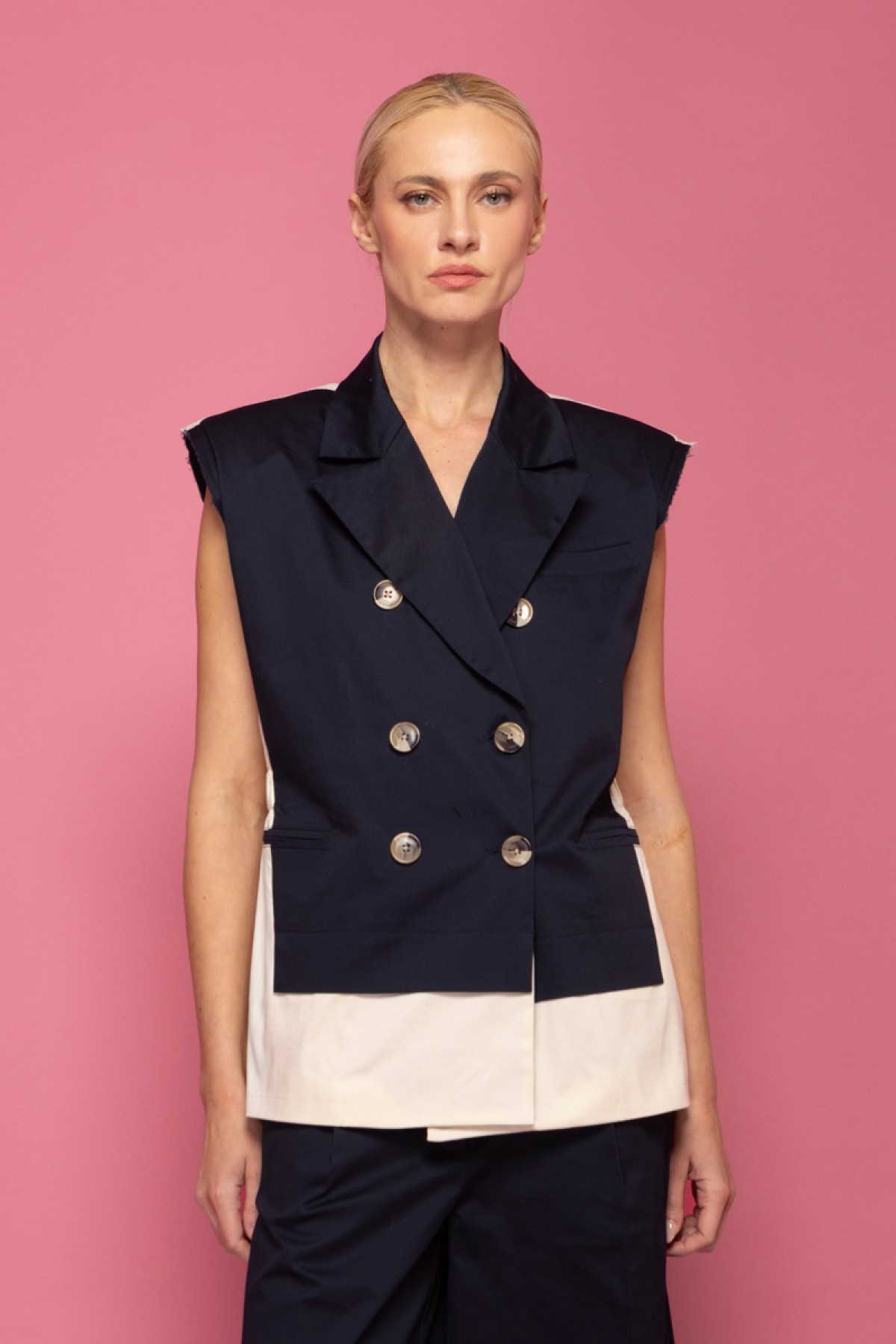 Oversized δίχρωμο γιλέκο