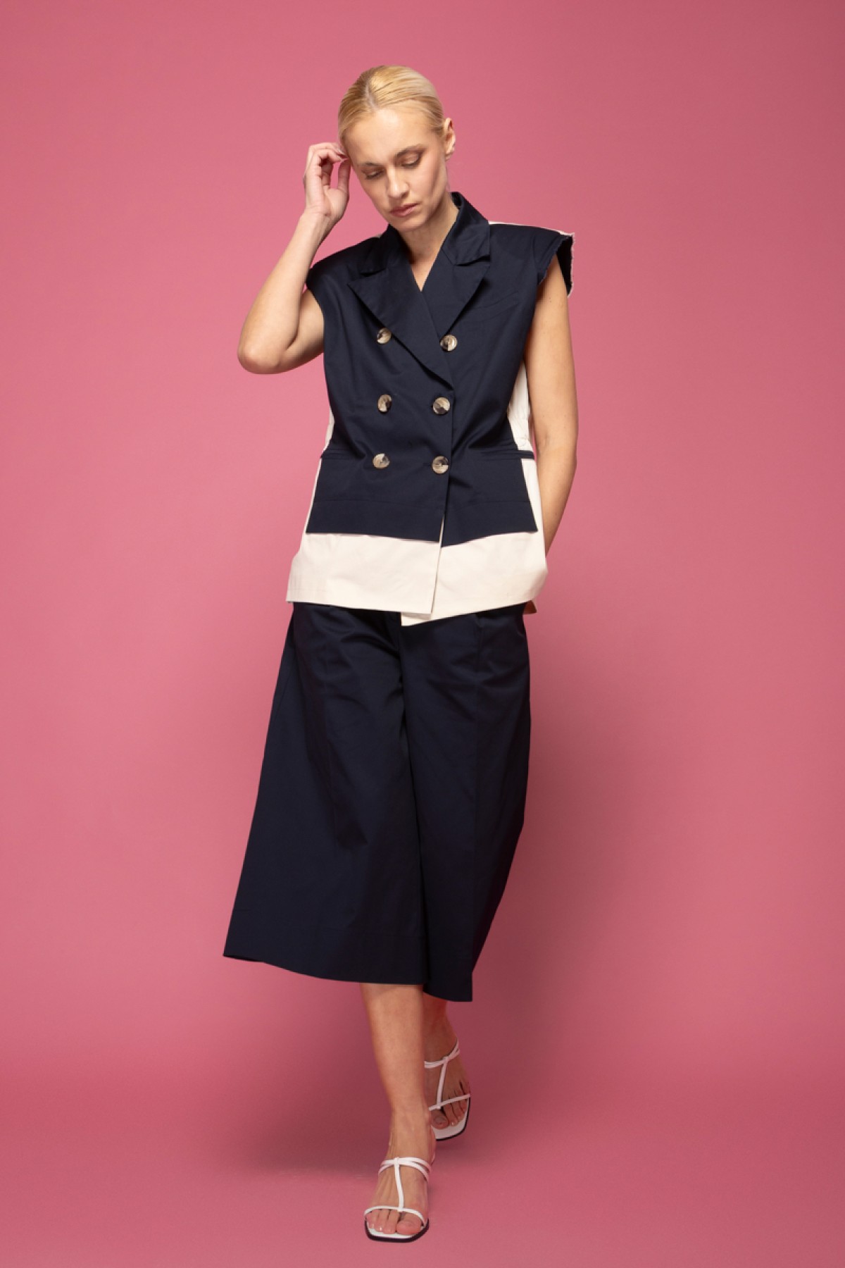 Oversized δίχρωμο γιλέκο