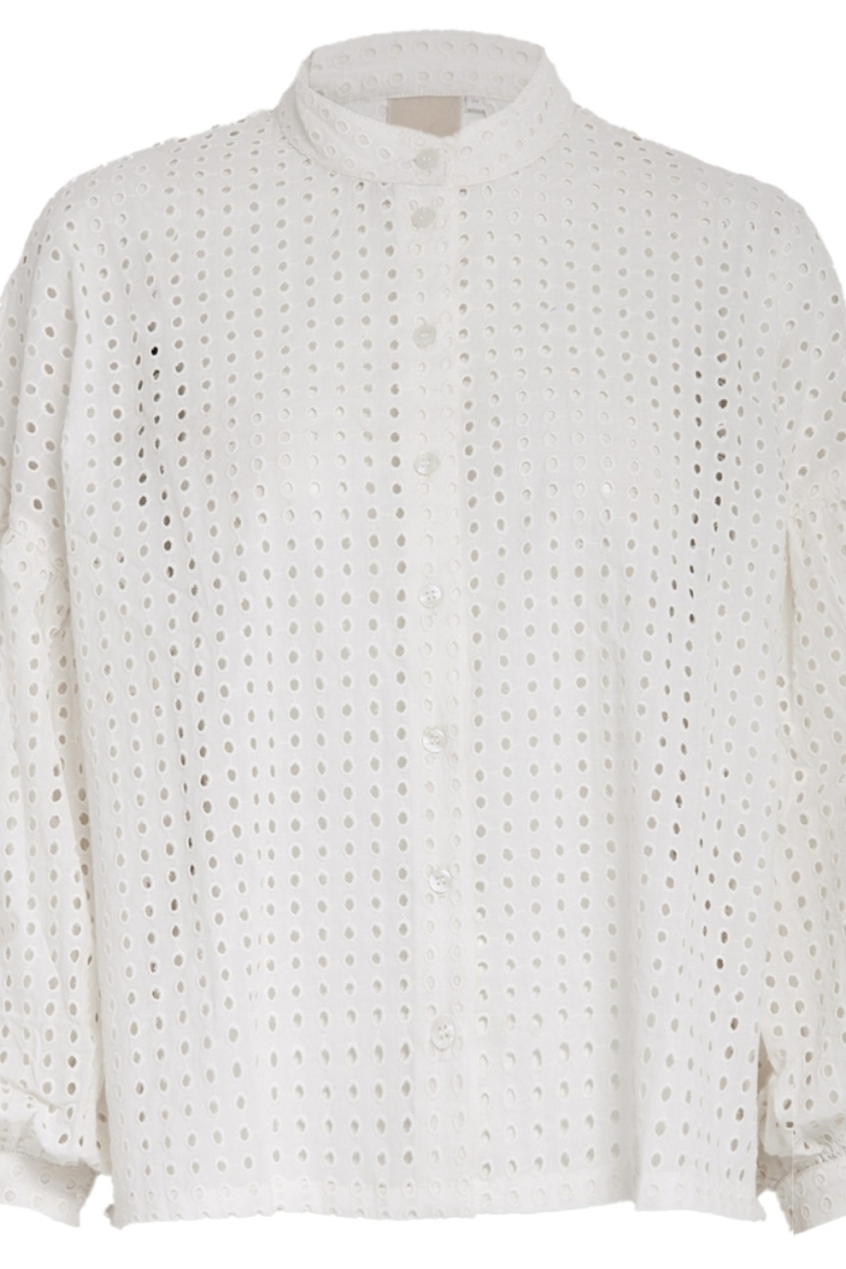 Emboidered πουκάμισο με μακριά φουσκωτά μανίκια.