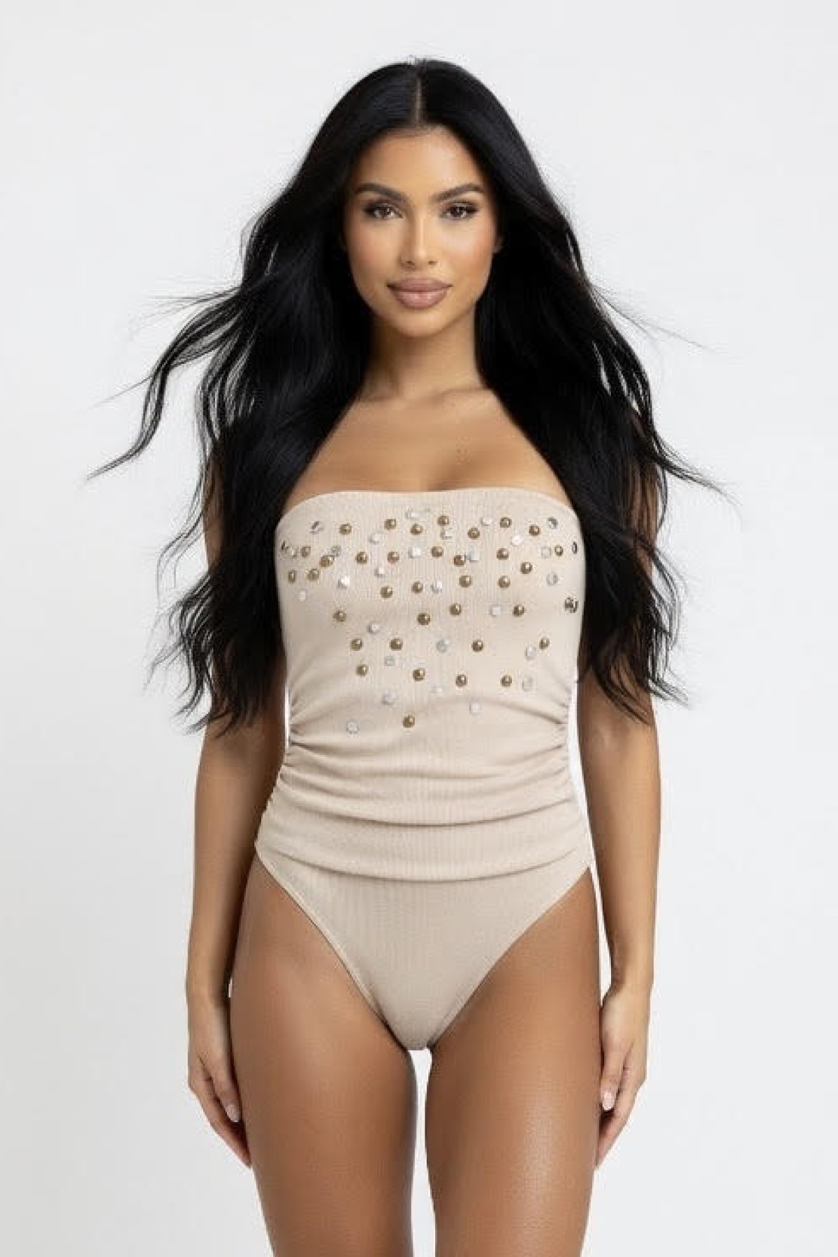 Strapless bodysuit with snaps