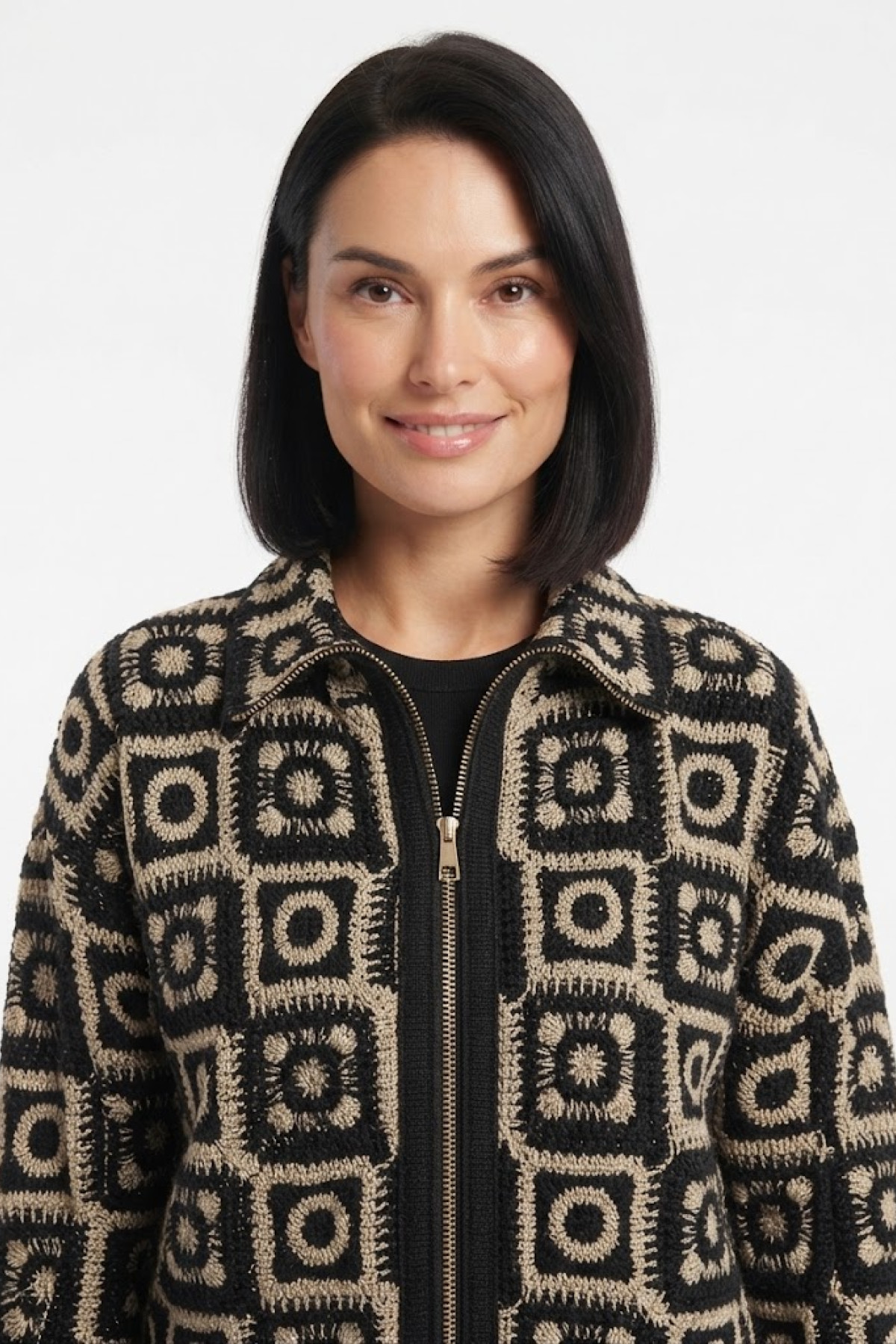 Oversize Crochet Zip-Up Jacket