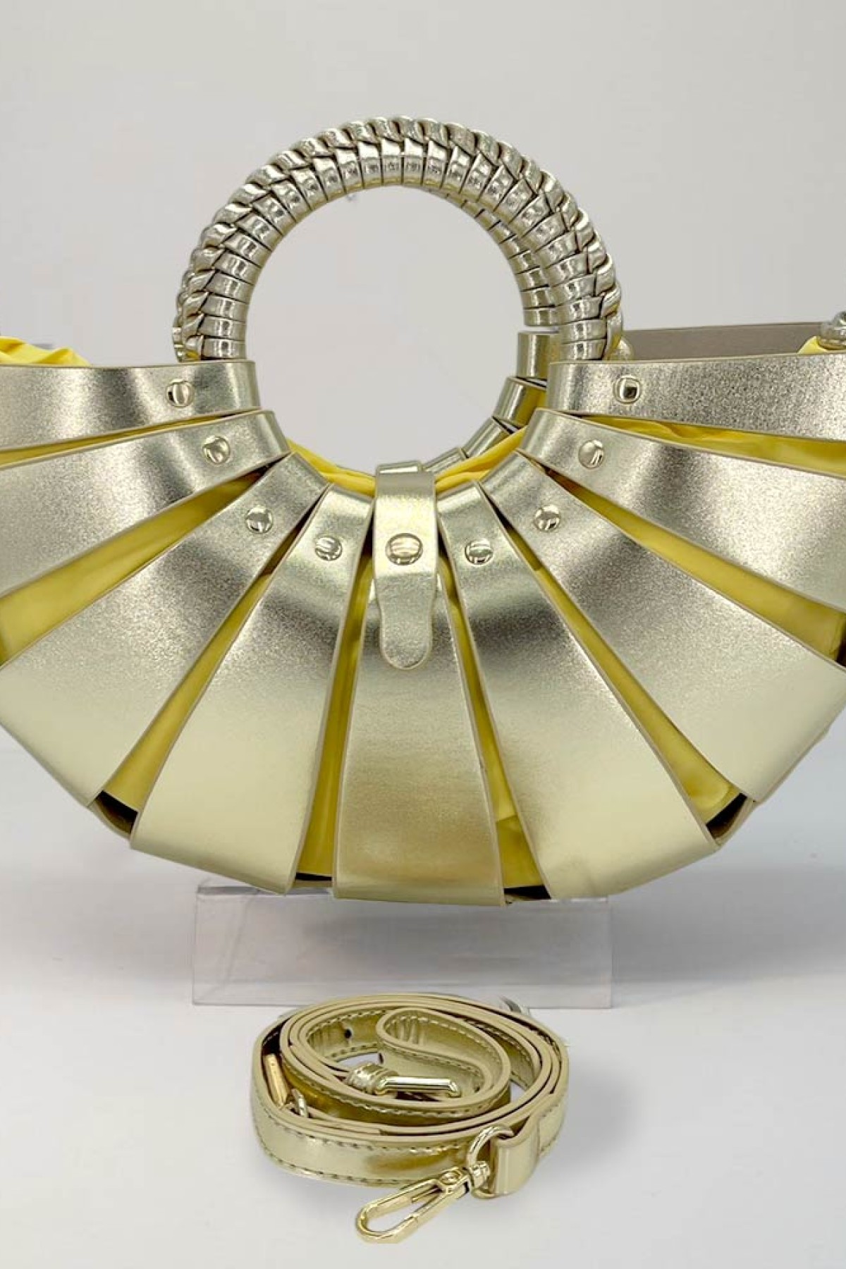 Metallic gold crossbody handbag