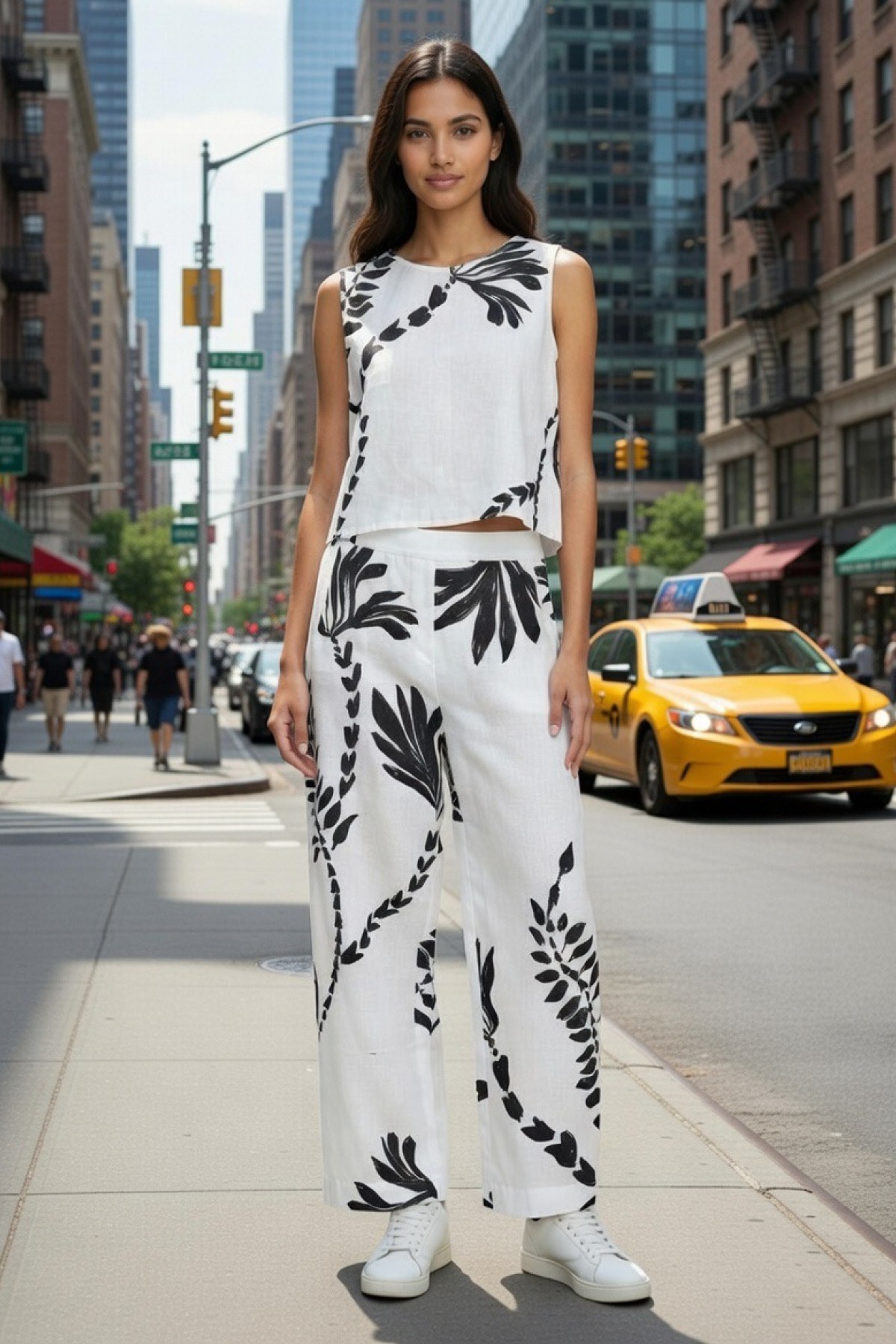 Sleeveless top, wear it with the matching pants