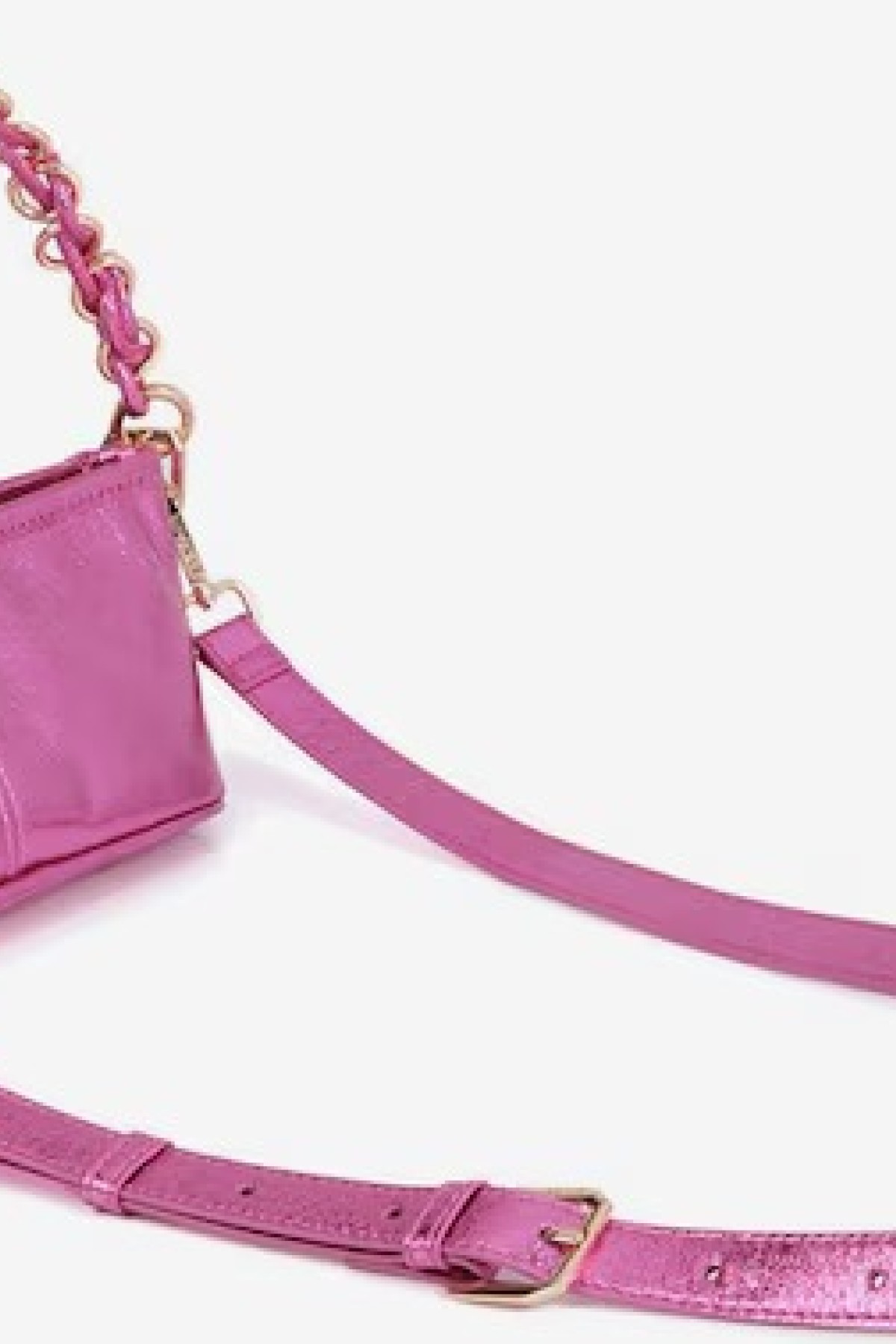 Μetallic Shoulder Bag in Fuchsia.