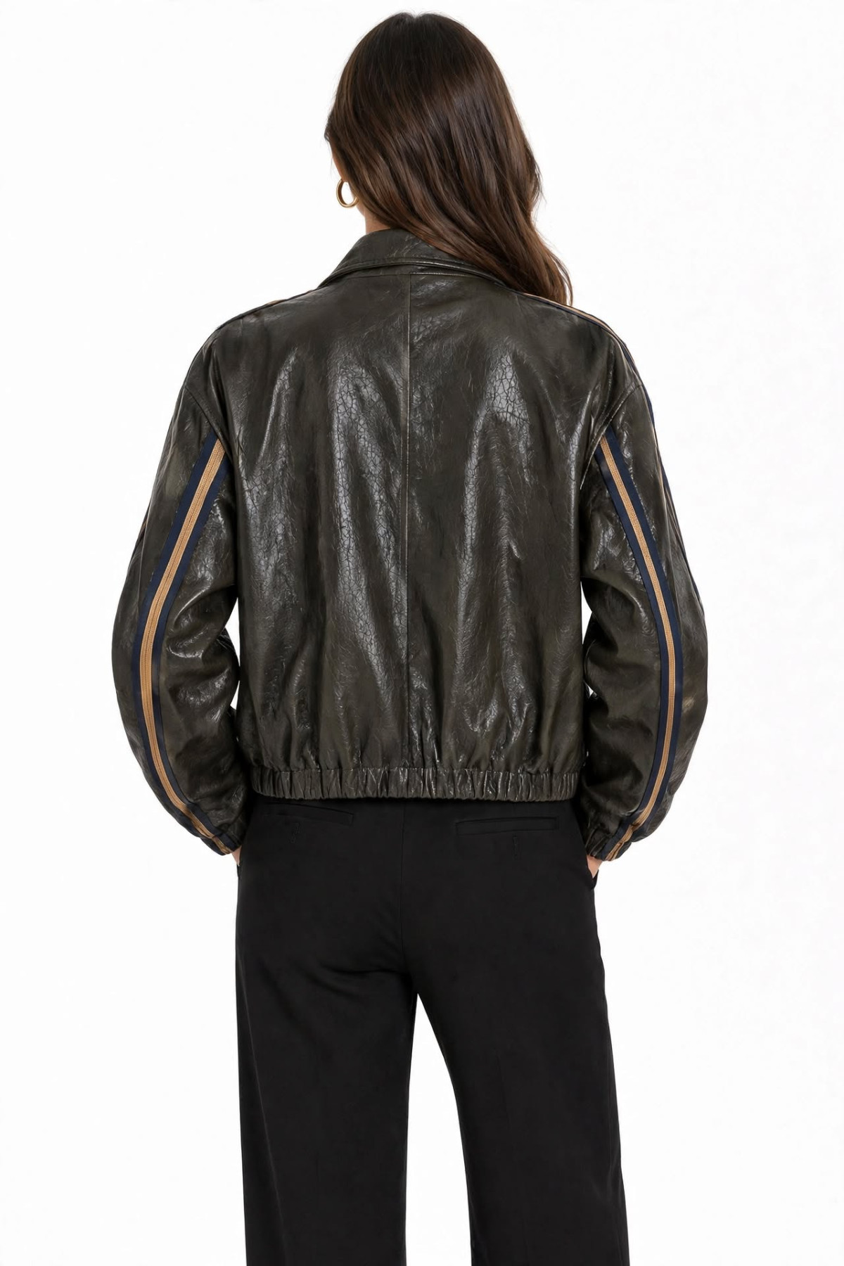 Oversize Faux Leather Bomber Jacket