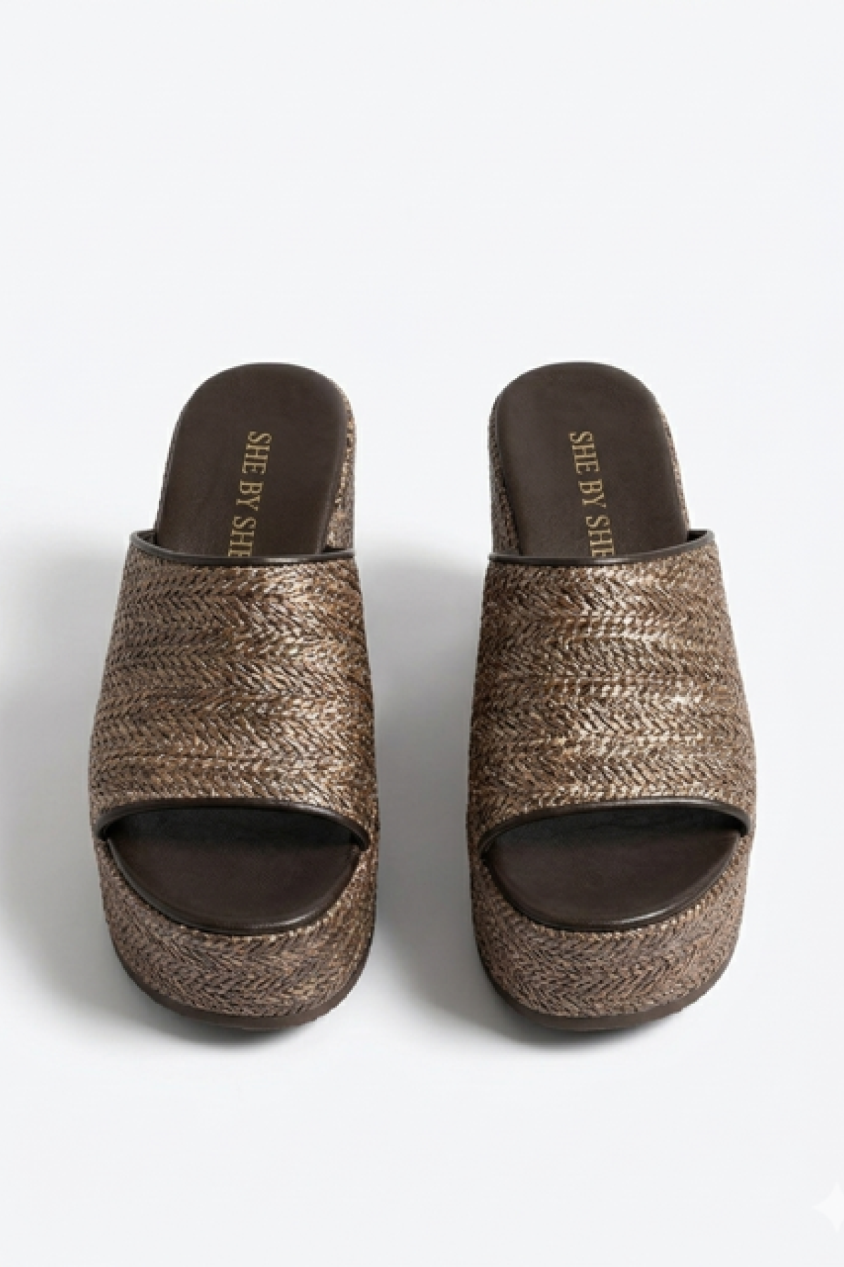 Platform sandals, δέρμα με raffia