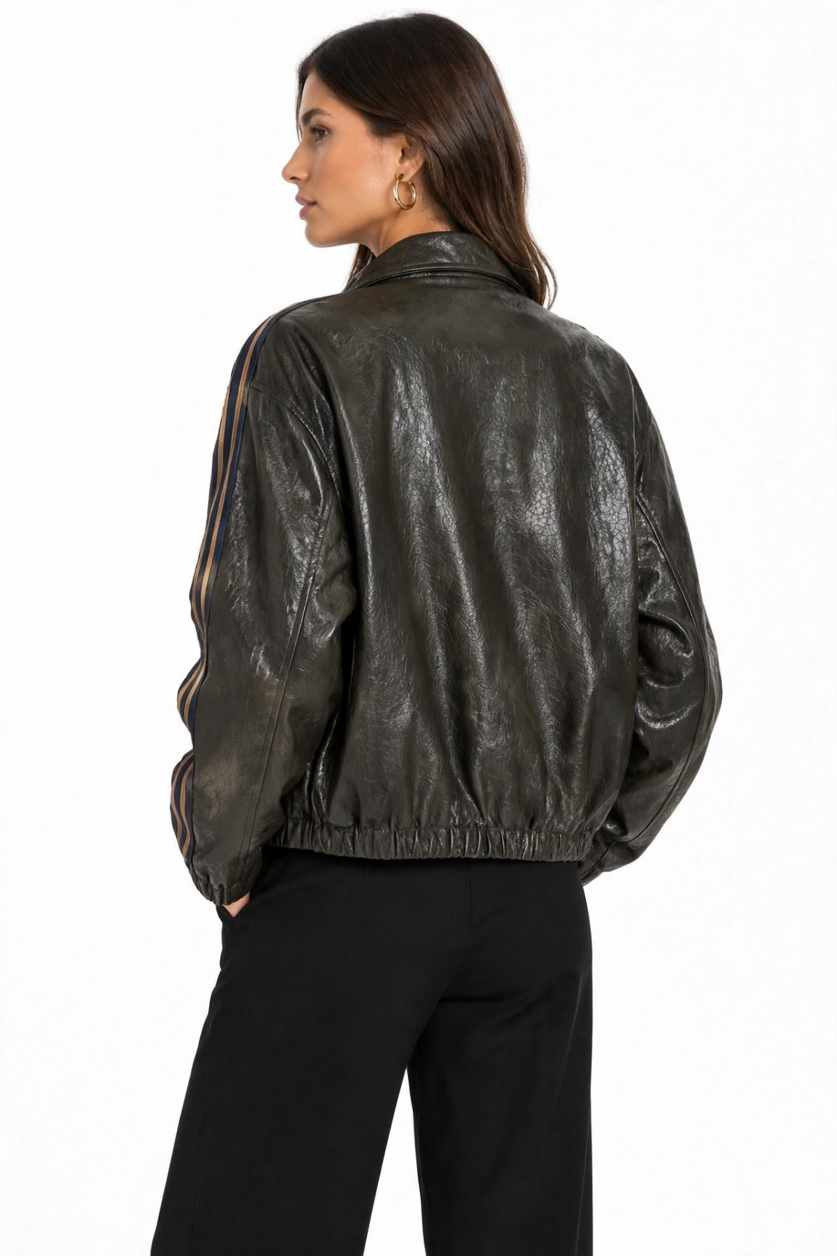 Oversize Faux Leather Bomber Jacket