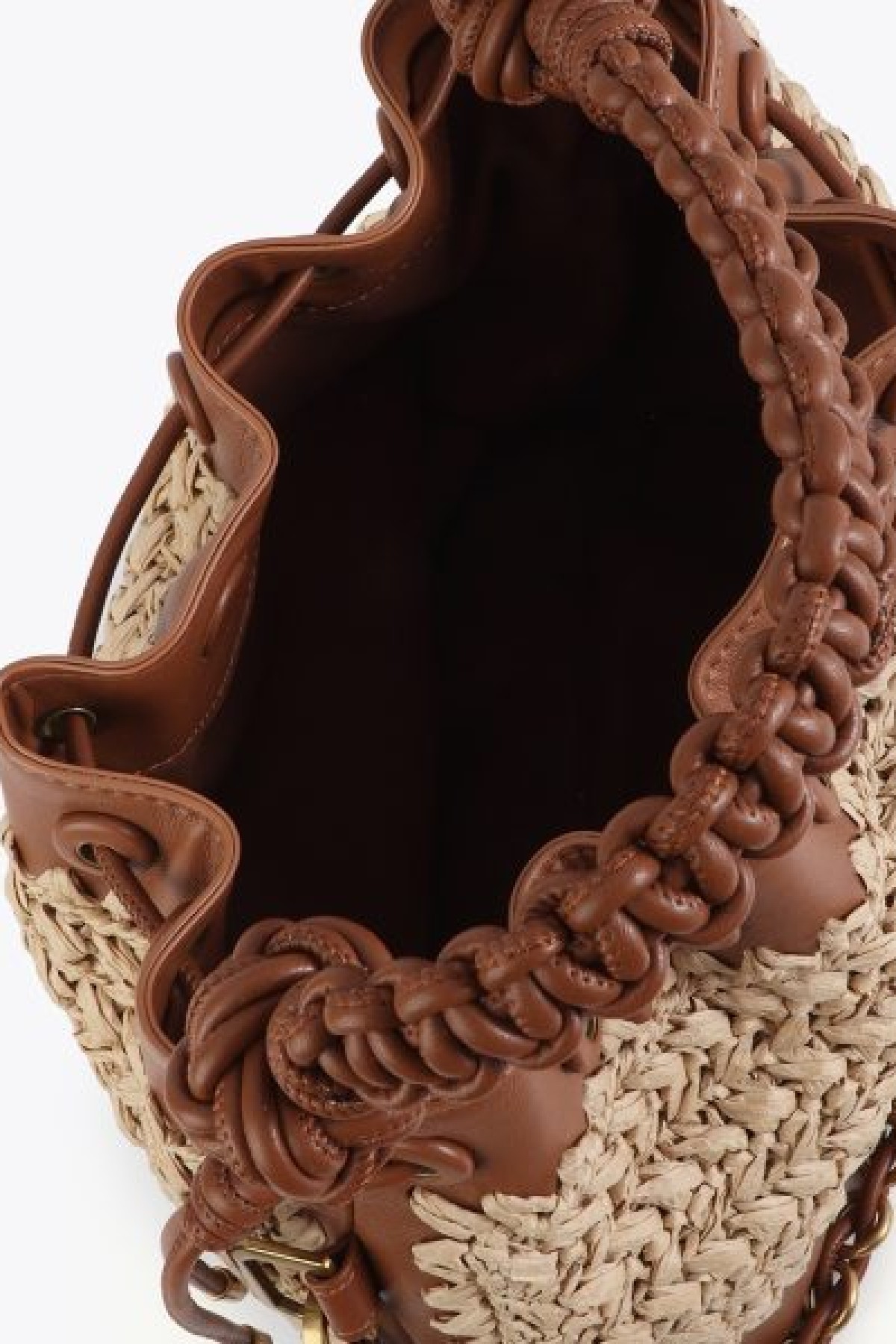 Raffia bucket bag