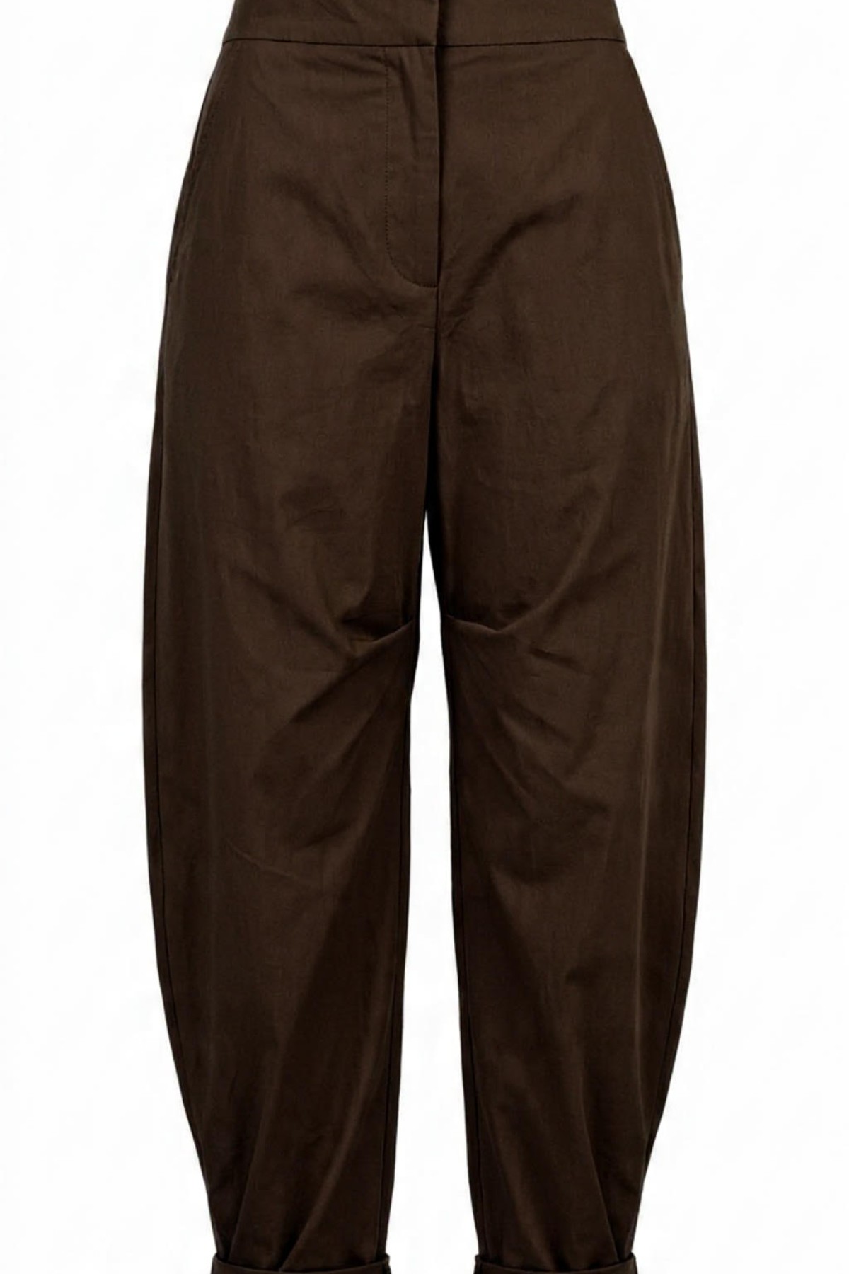 Poplin barrel-leg pants with an elastic waistband at the back for a perfect fit.