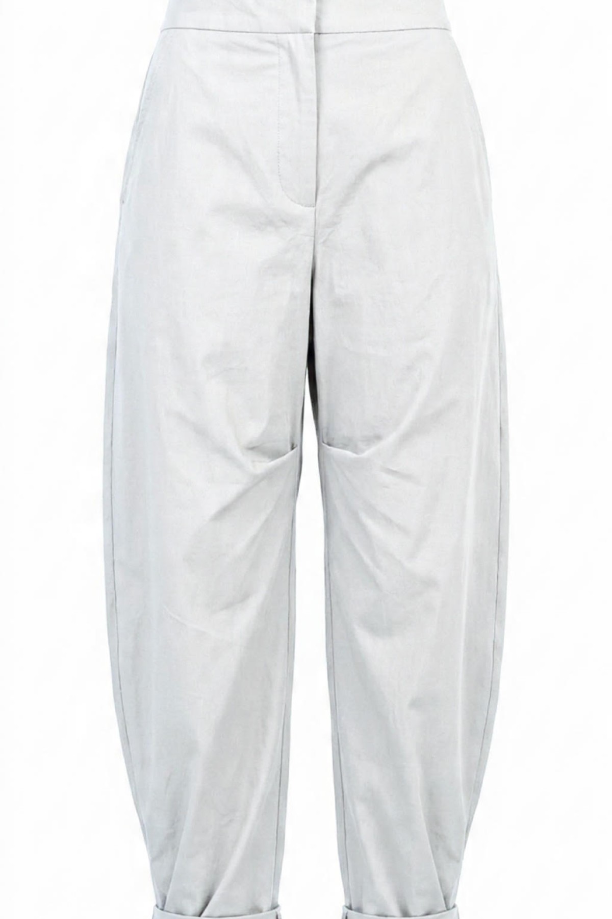 Poplin barrel-leg pants with an elastic waistband at the back for a perfect fit.