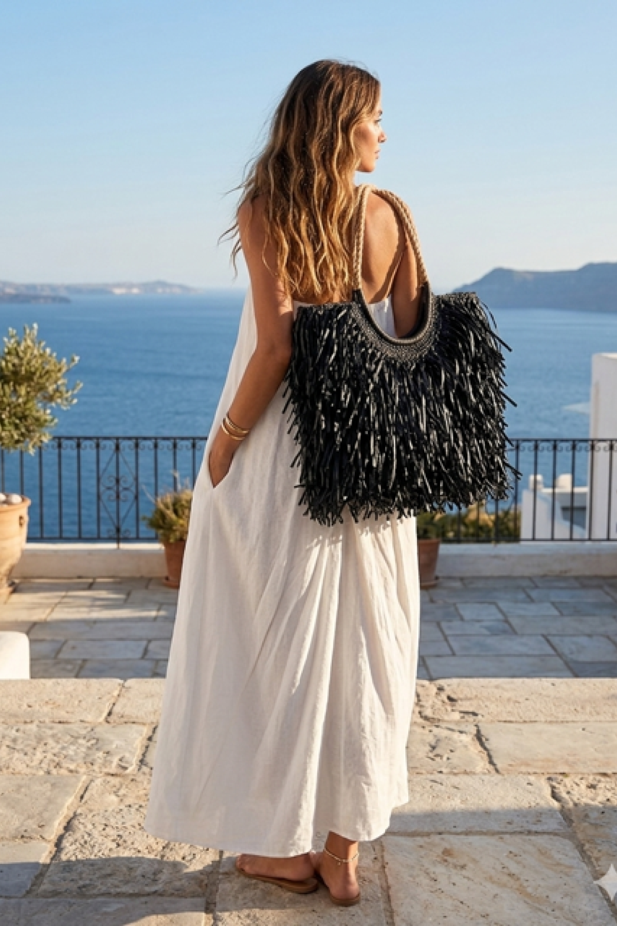 Fringed Raffia Tote Bag – Boho Summer Handbag