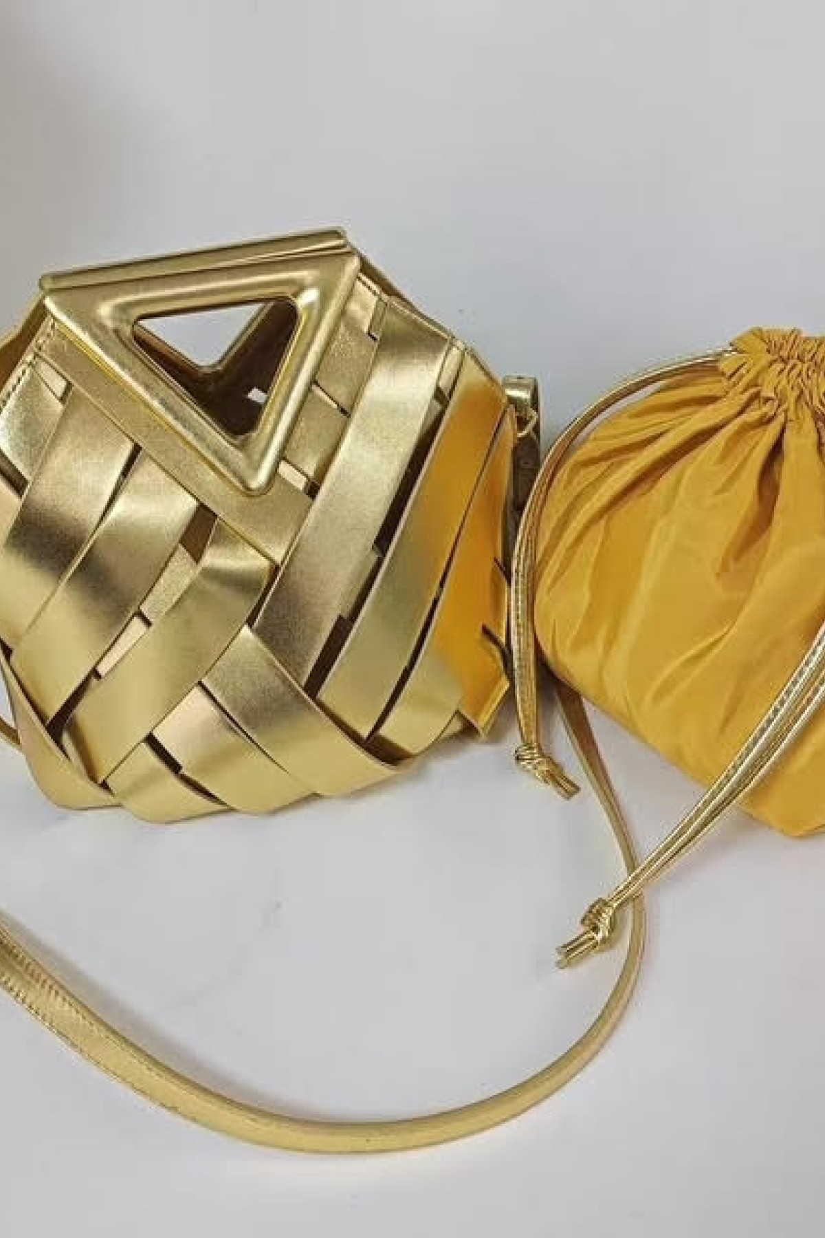 Metallic gold handbag