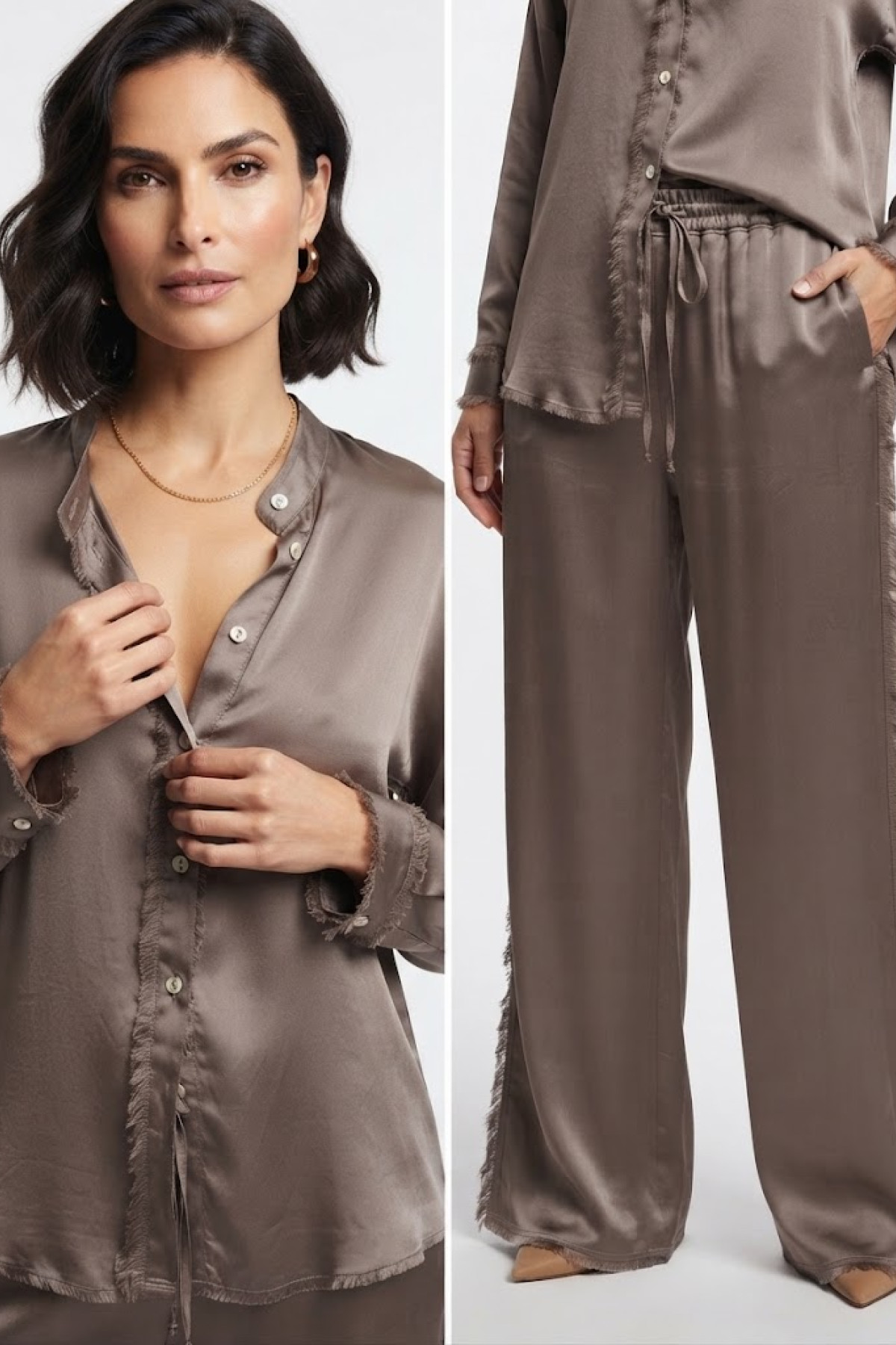 Asymmetric relaxed satin shirt