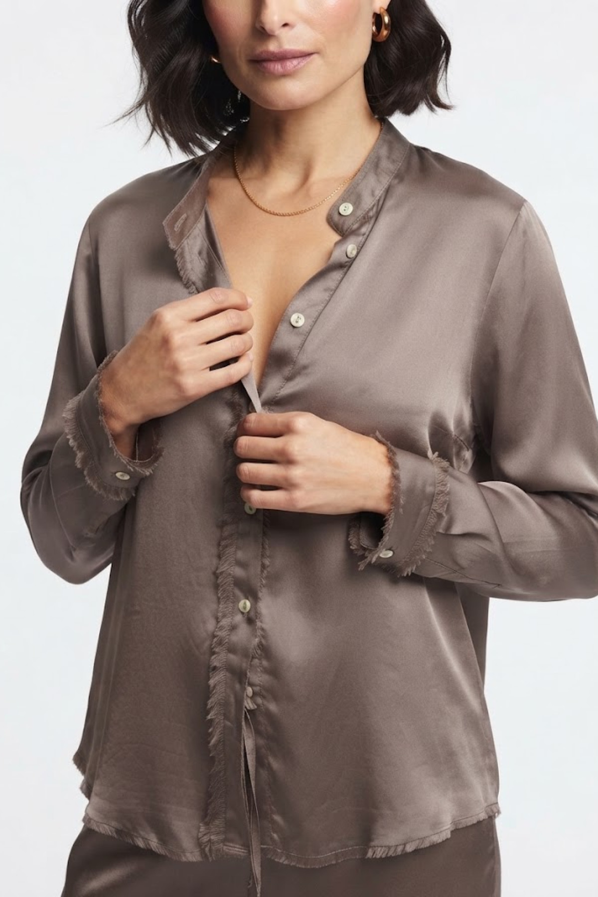 Asymmetric relaxed satin shirt