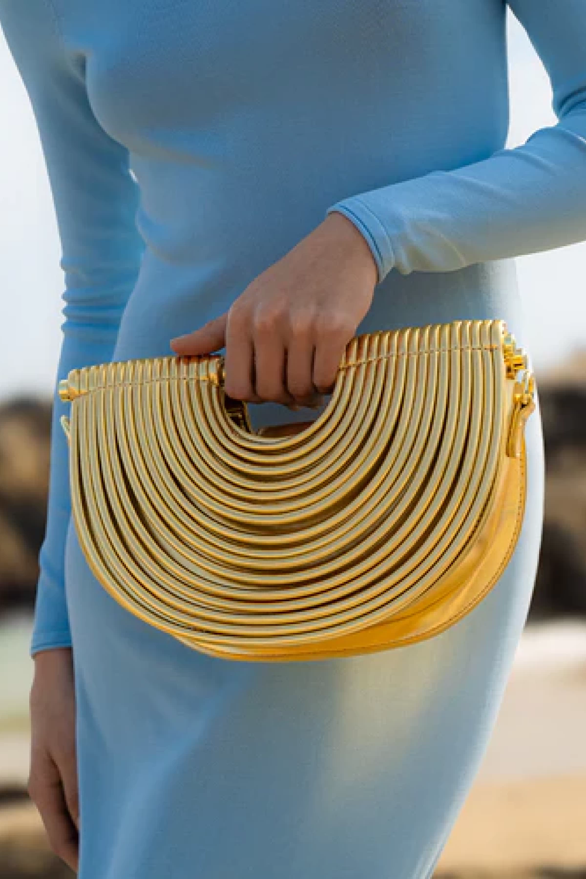 Metallic gold handbag