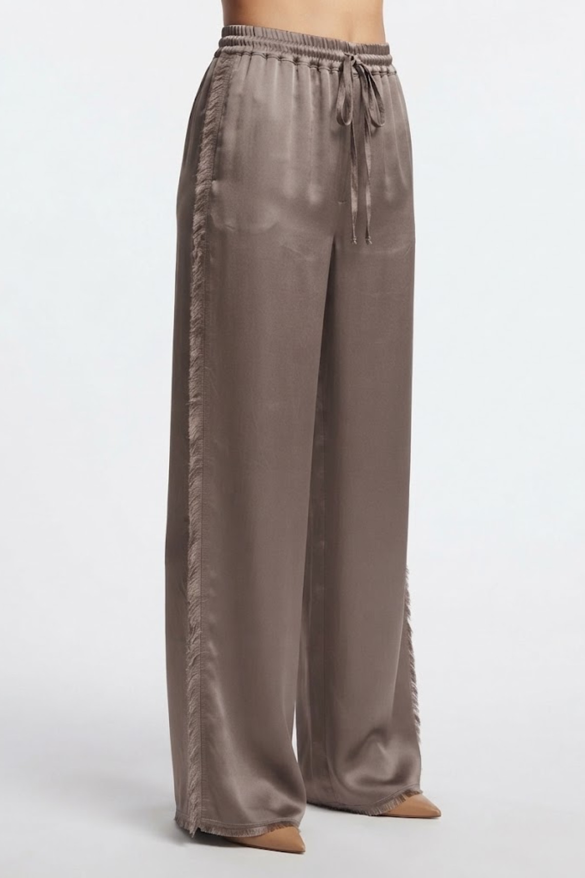 Satin pants with elastic waist
