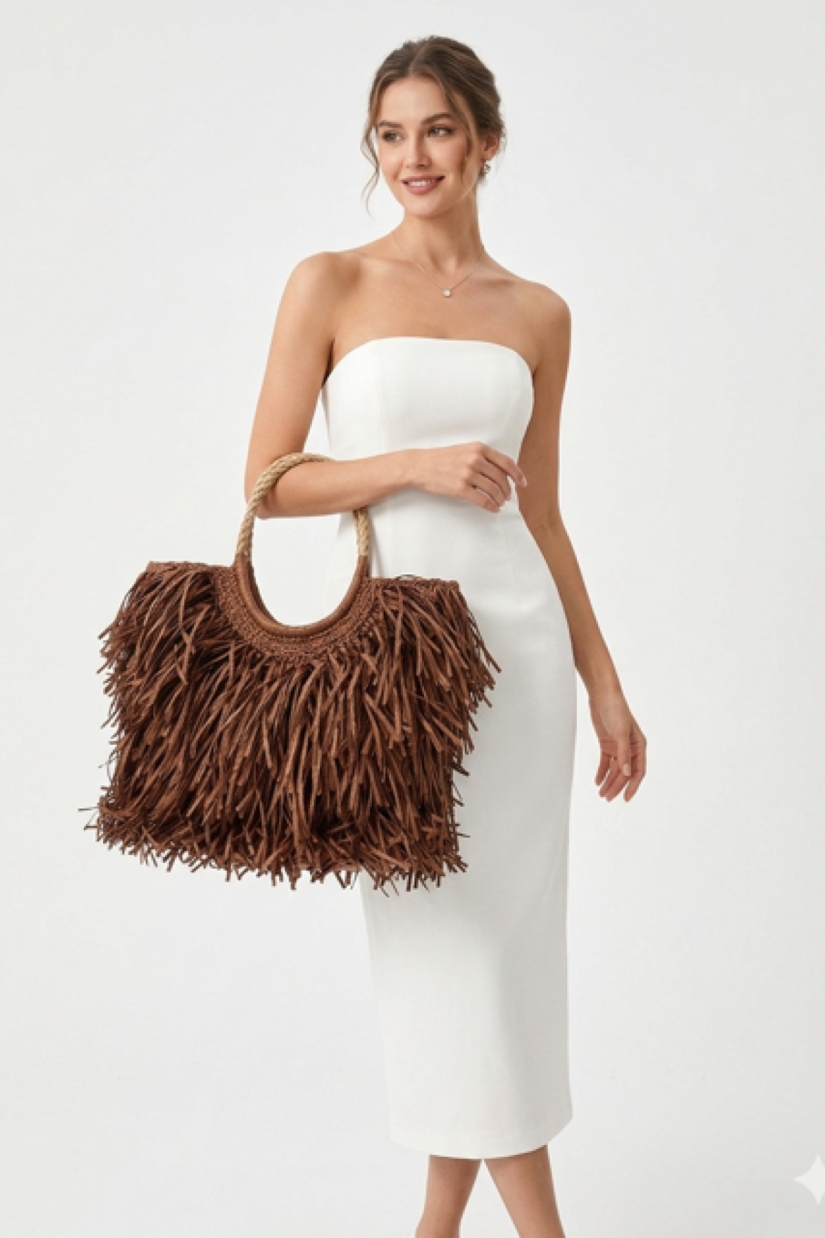 Fringed Raffia Tote Bag – Boho Summer Handbag