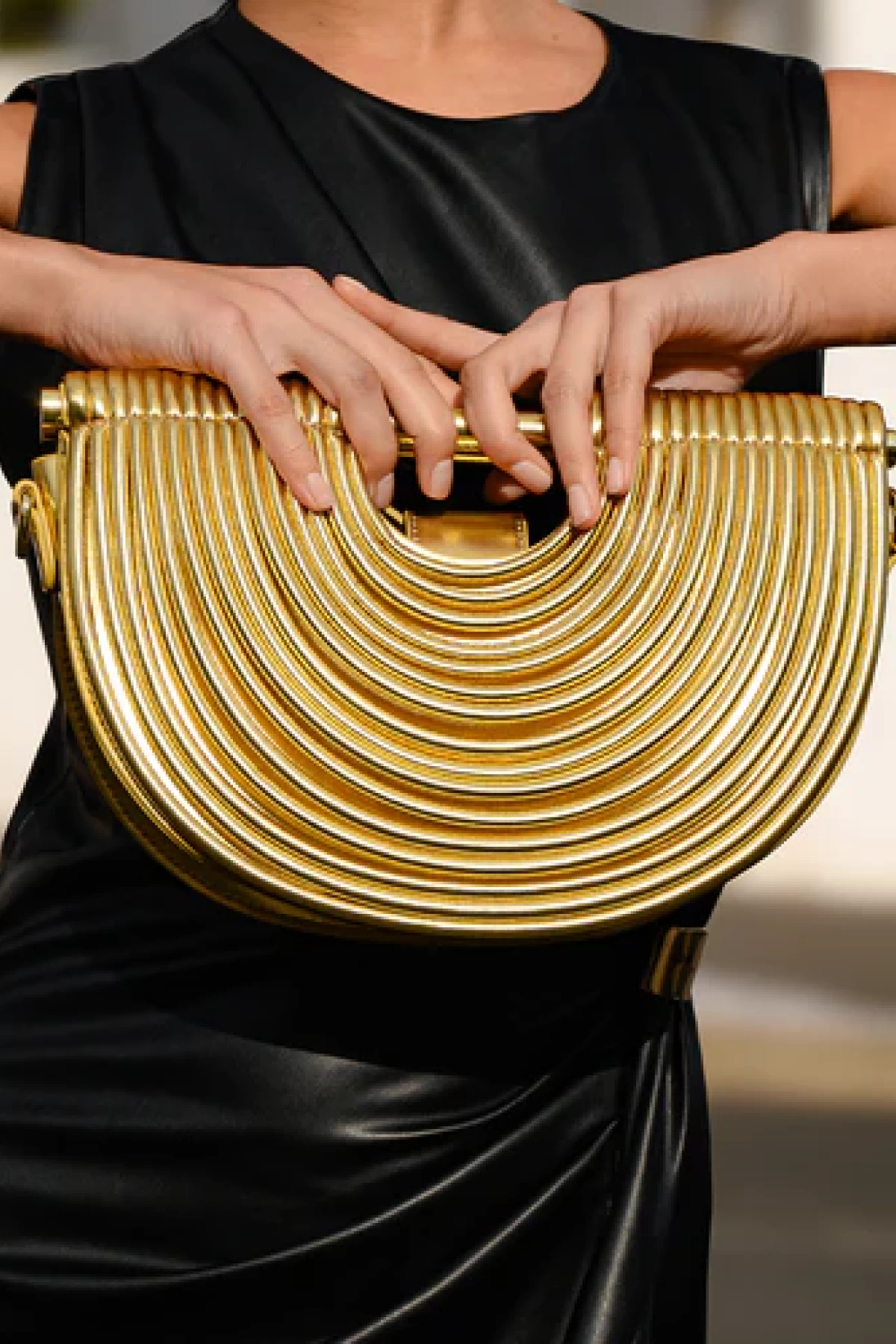 Metallic gold handbag