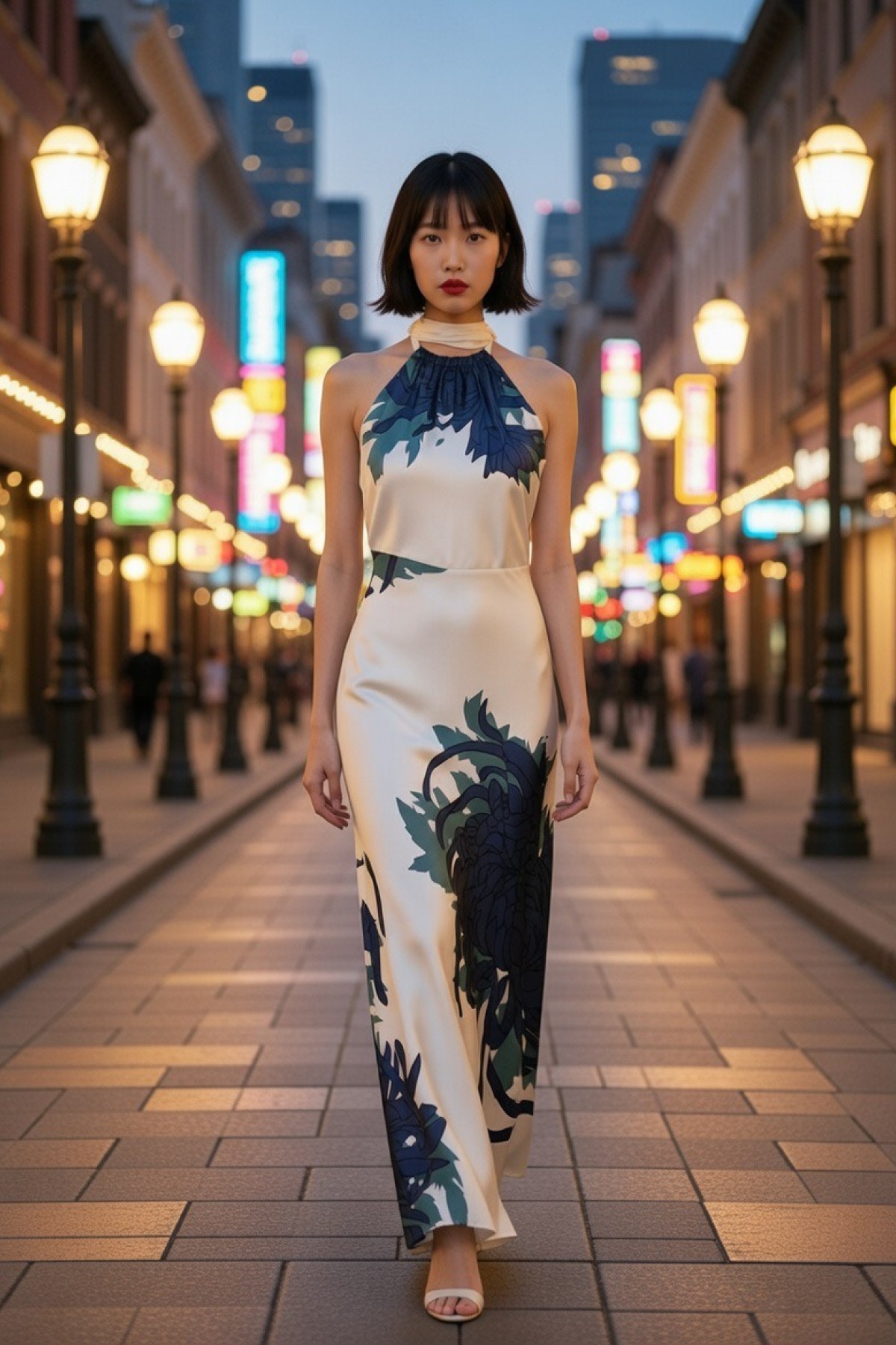 Μακρύ σατινέ φόρεμα