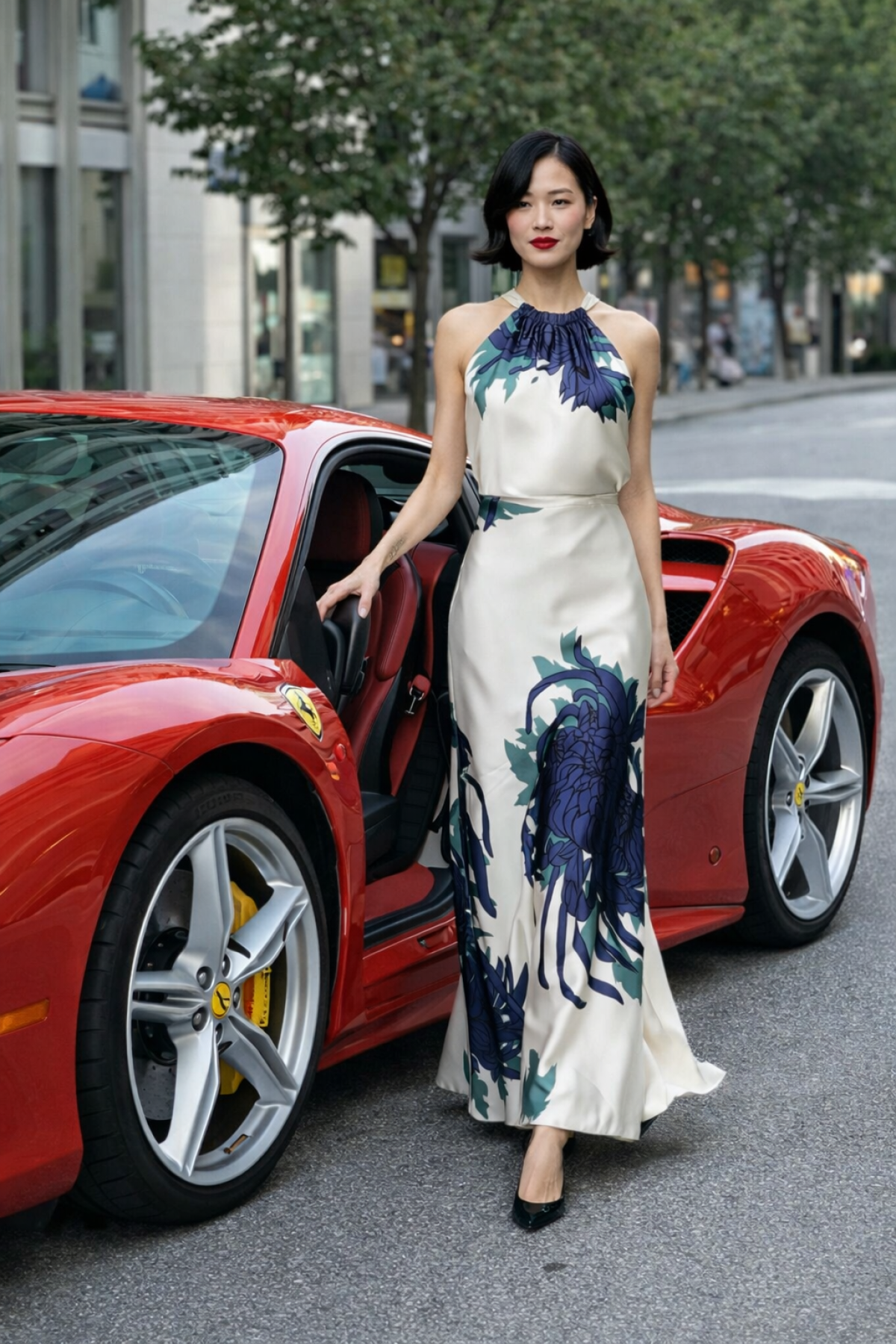 Μακρύ σατινέ φόρεμα