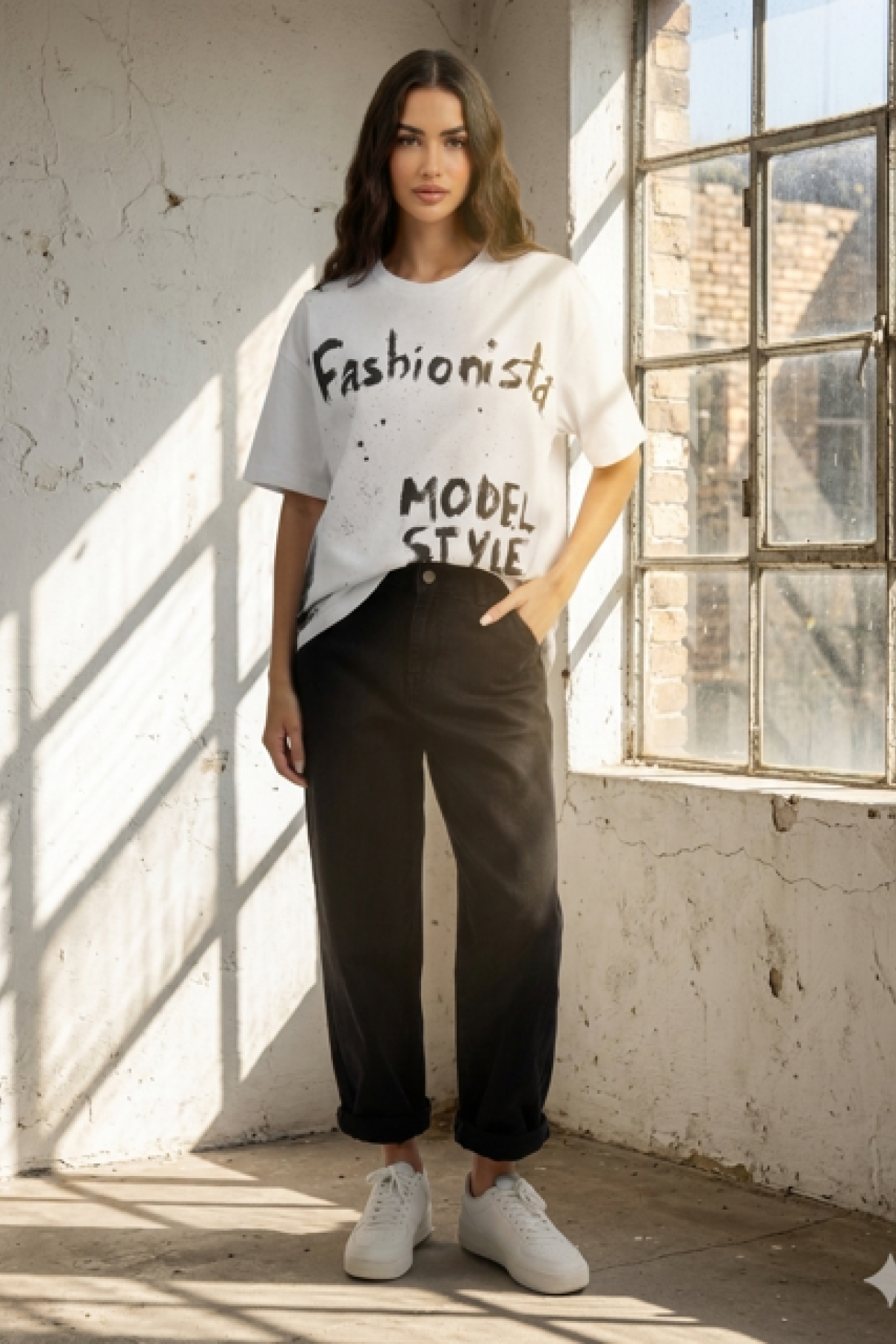 Λευκό T-shirt με Graffiti Slogan by SOMMA DESIGN