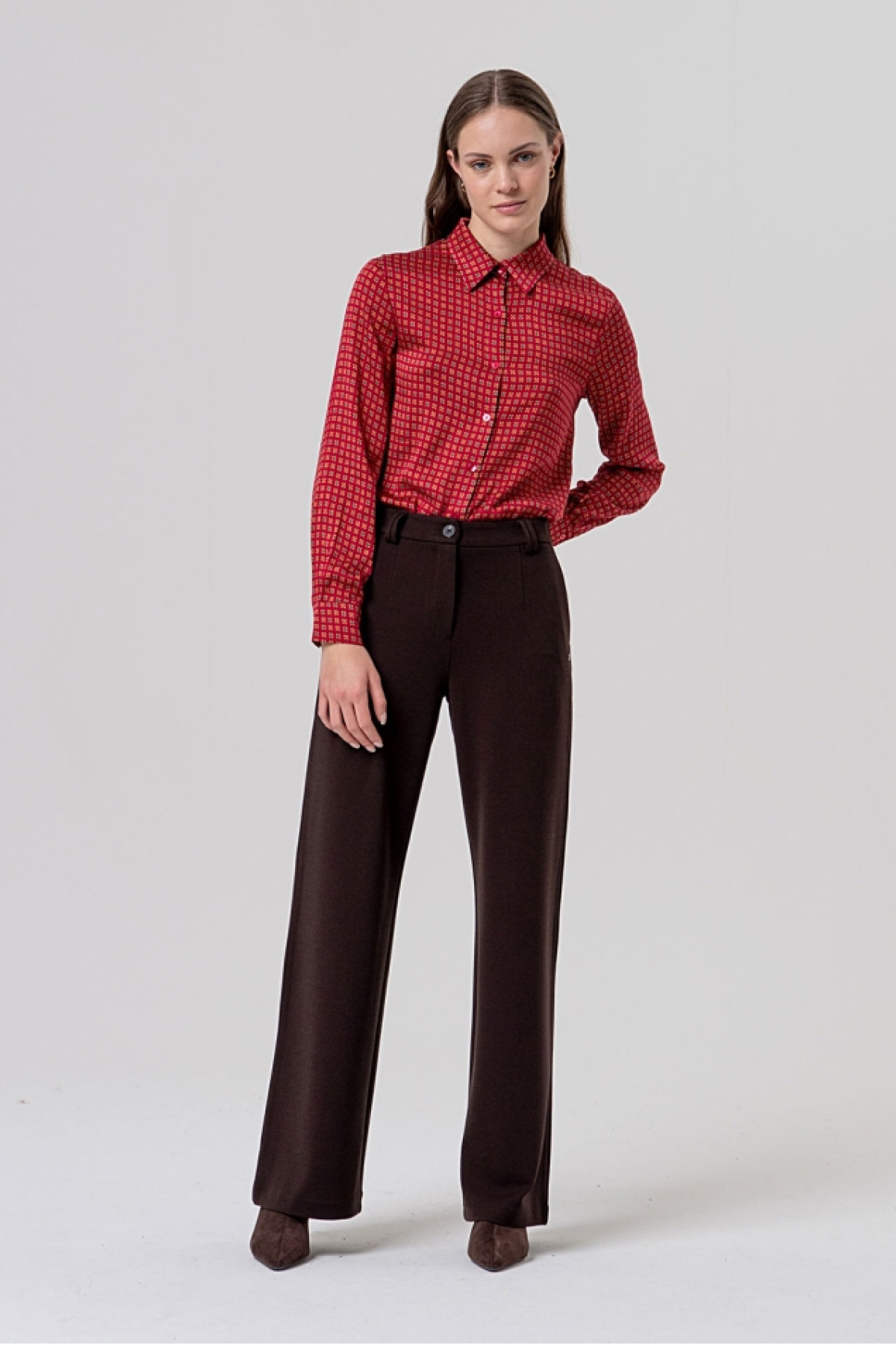 High-Waisted Wide Leg Trousers - From Soft Knitted Fabric