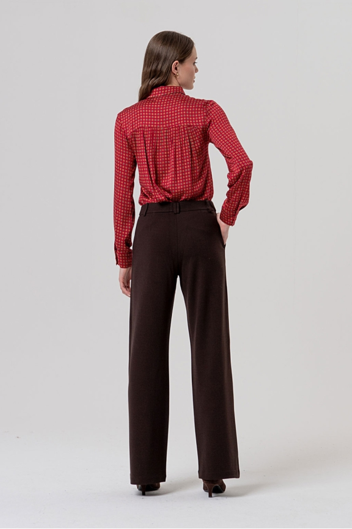 High-Waisted Wide Leg Trousers - From Soft Knitted Fabric
