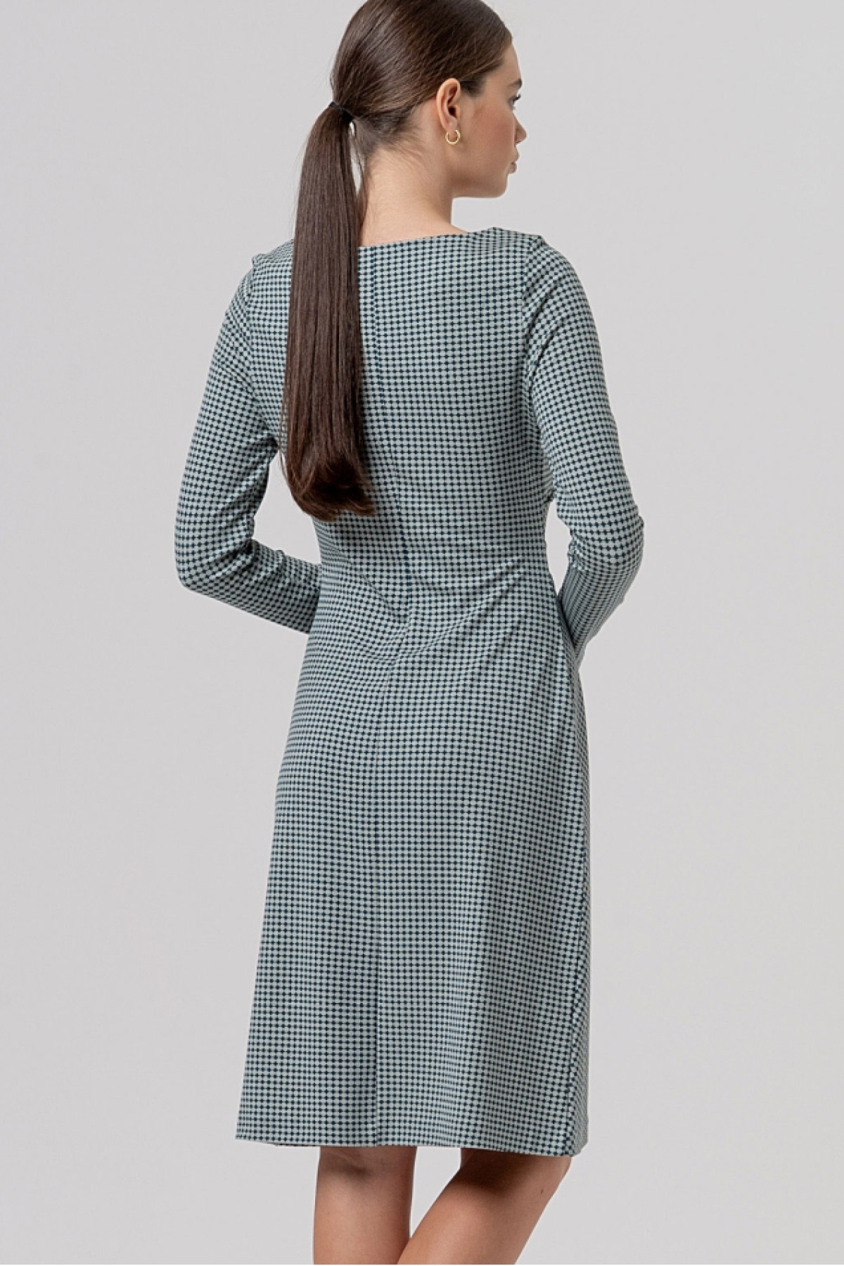 Printed Midi Dress with Boat Neck