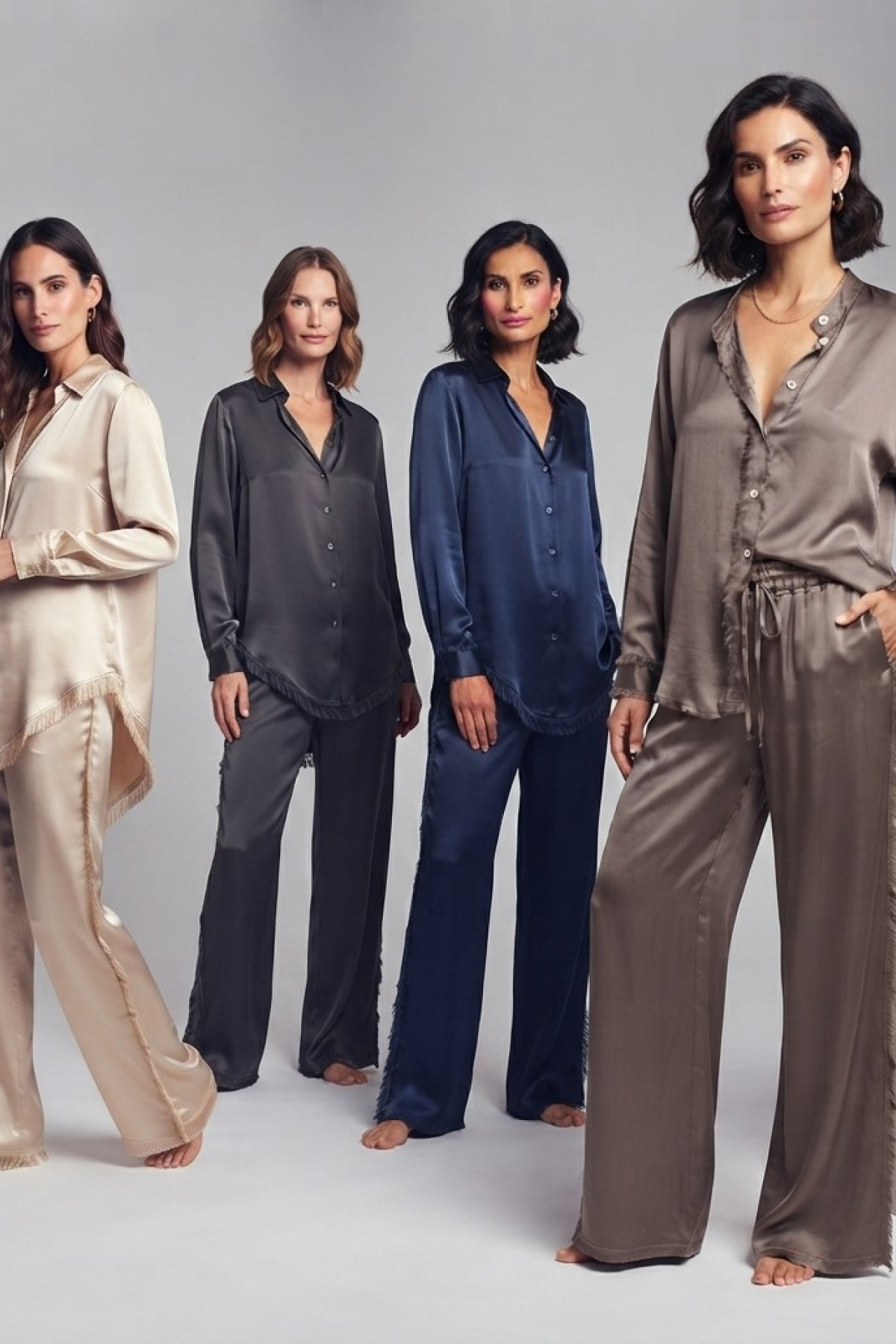 Asymmetric relaxed satin shirt