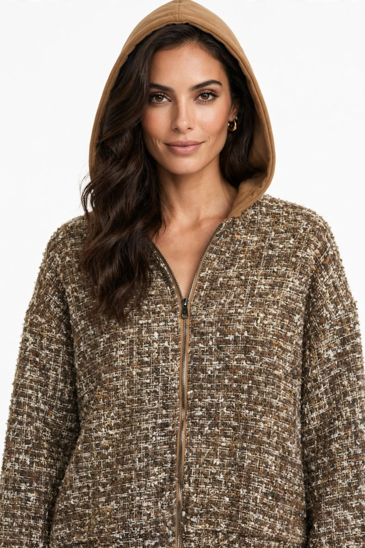 Oversize tweed jacketς with hood