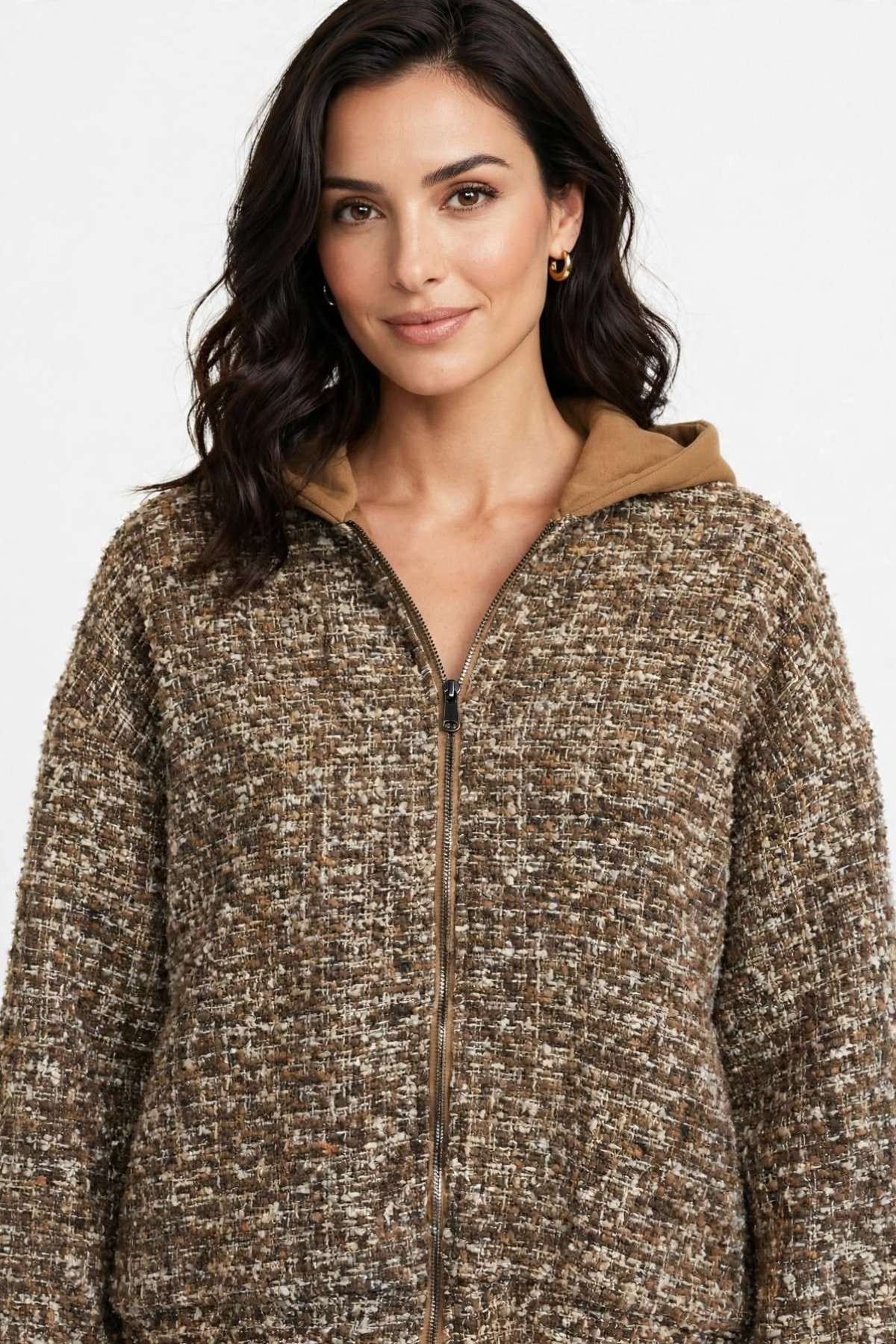 Oversize tweed jacketς with hood