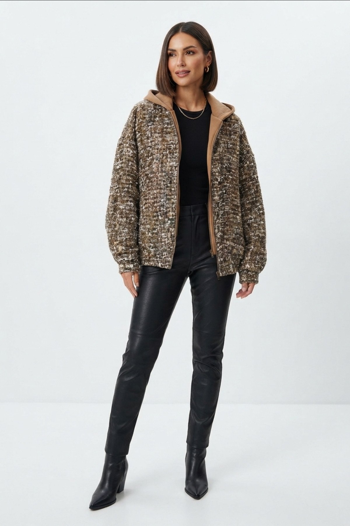 Oversize tweed jacketς with hood
